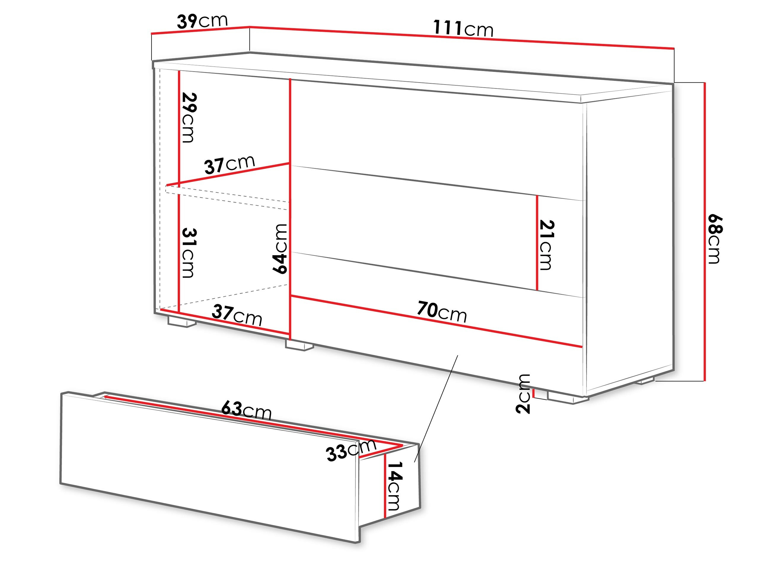 Kommoden Sarasota 128 (Matera grau + Kastanienholzoptik)