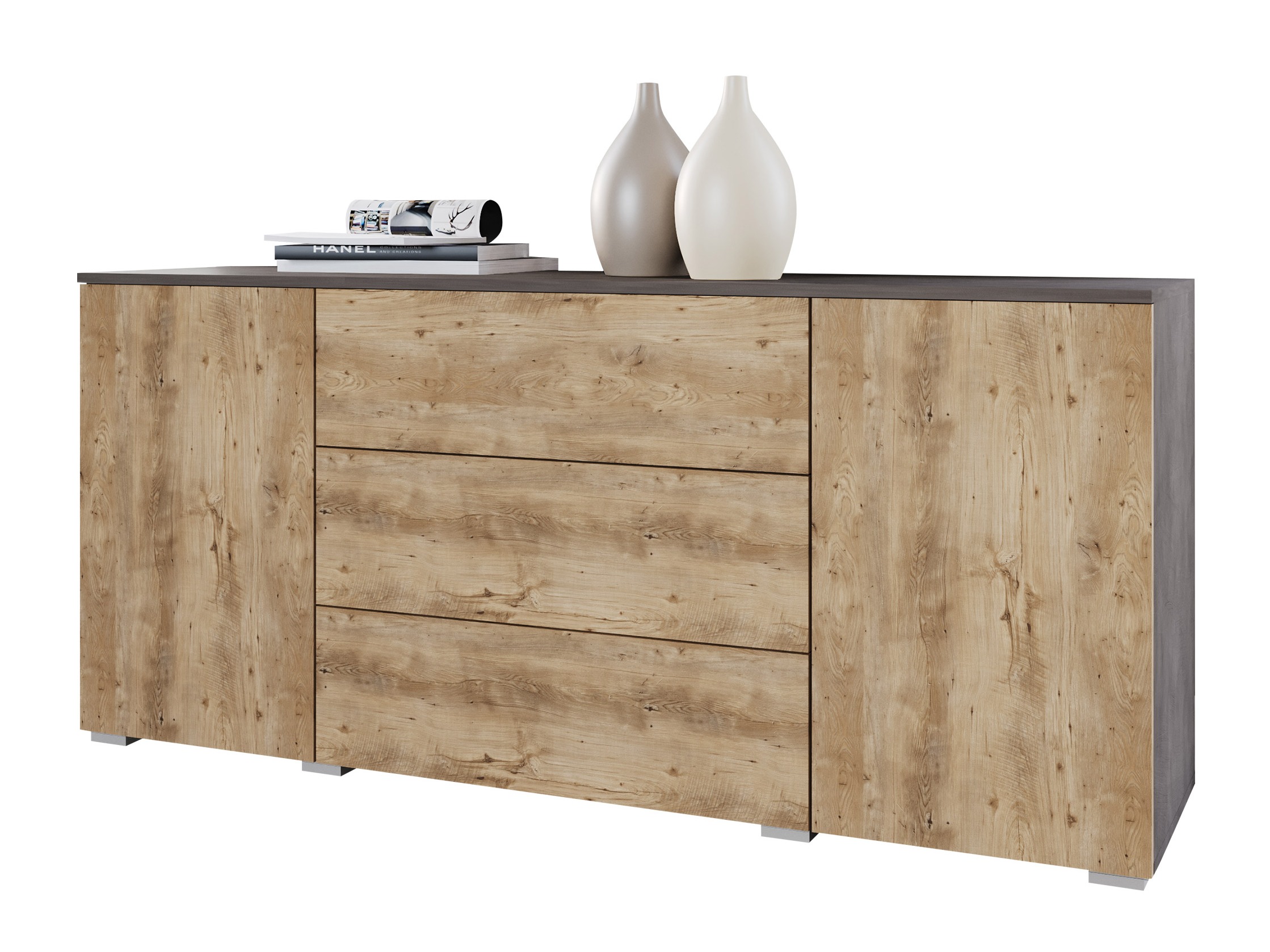 Kommoden Sarasota 129 (Matera grau + Kastanienholzoptik)