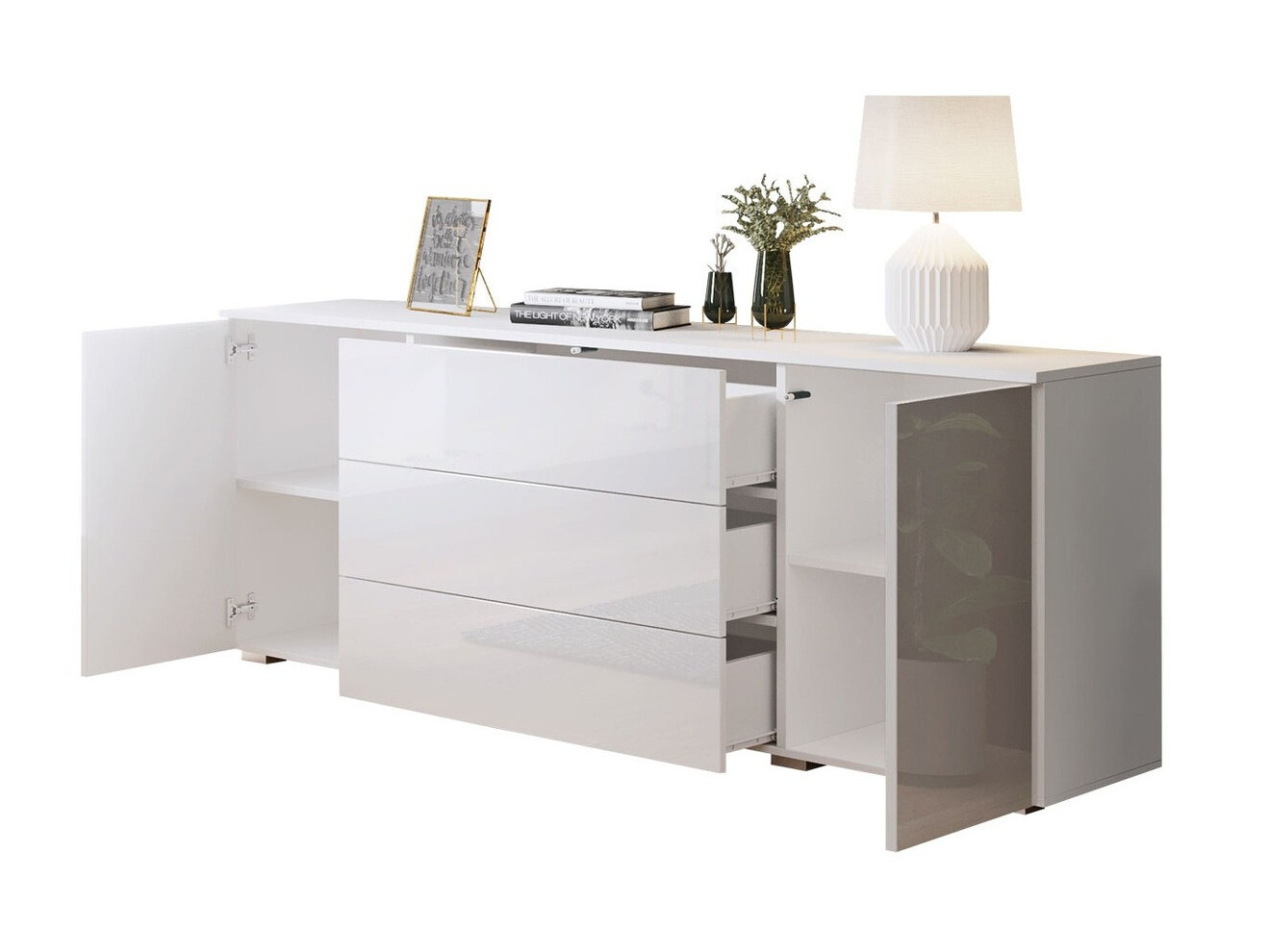 Kommoden Sarasota 129 (Wotan Eiche + Weiß glänzend)