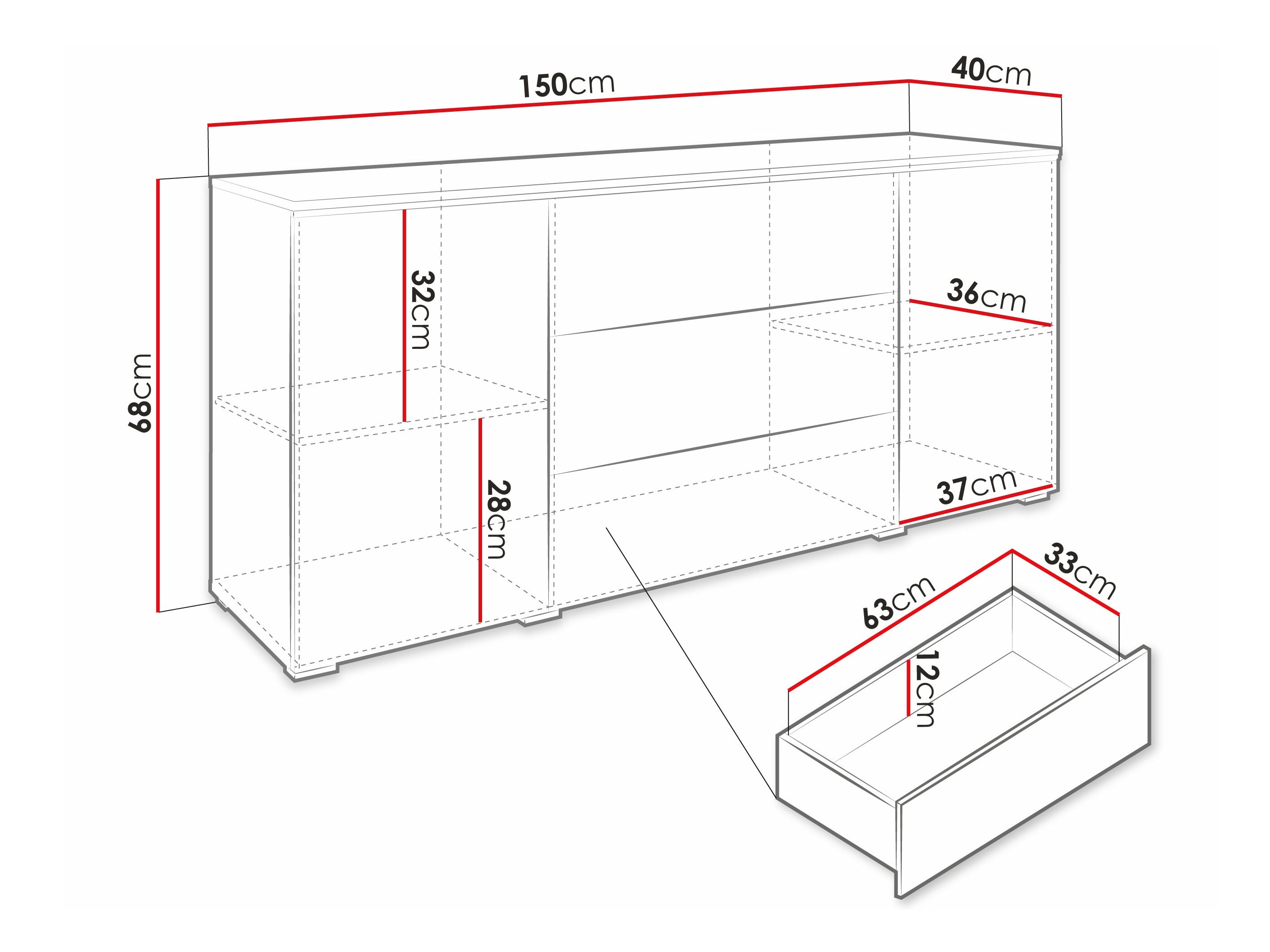 Kommoden Sarasota 142 (Grau)