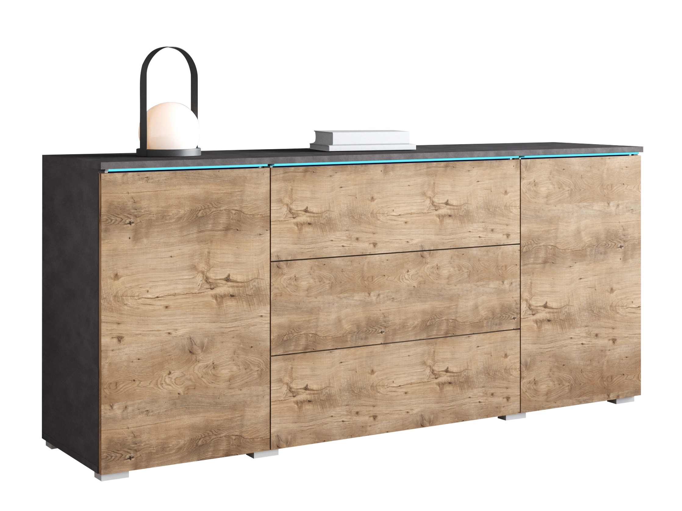 Kommoden Sarasota 142 (Matera grau + Kastanienholzoptik)