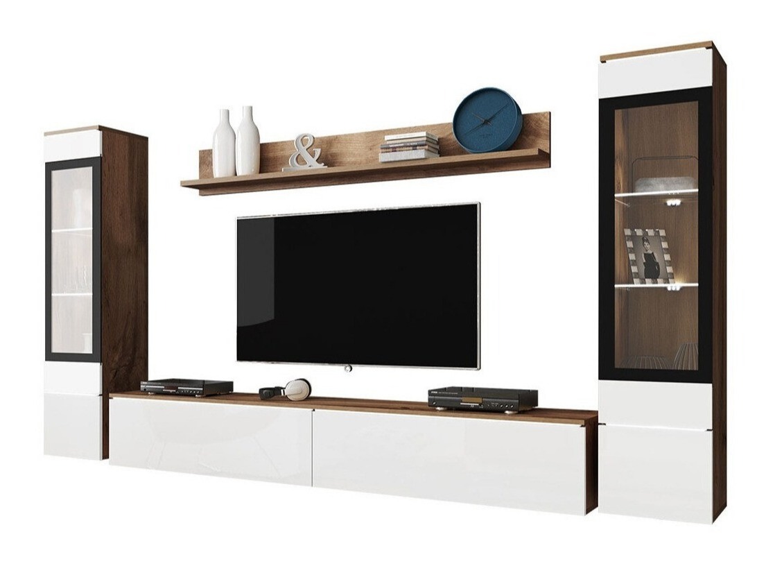 Wohnzimmer-Sets Mirfivo 101 (Wotan Eiche + Weiß glänzend)