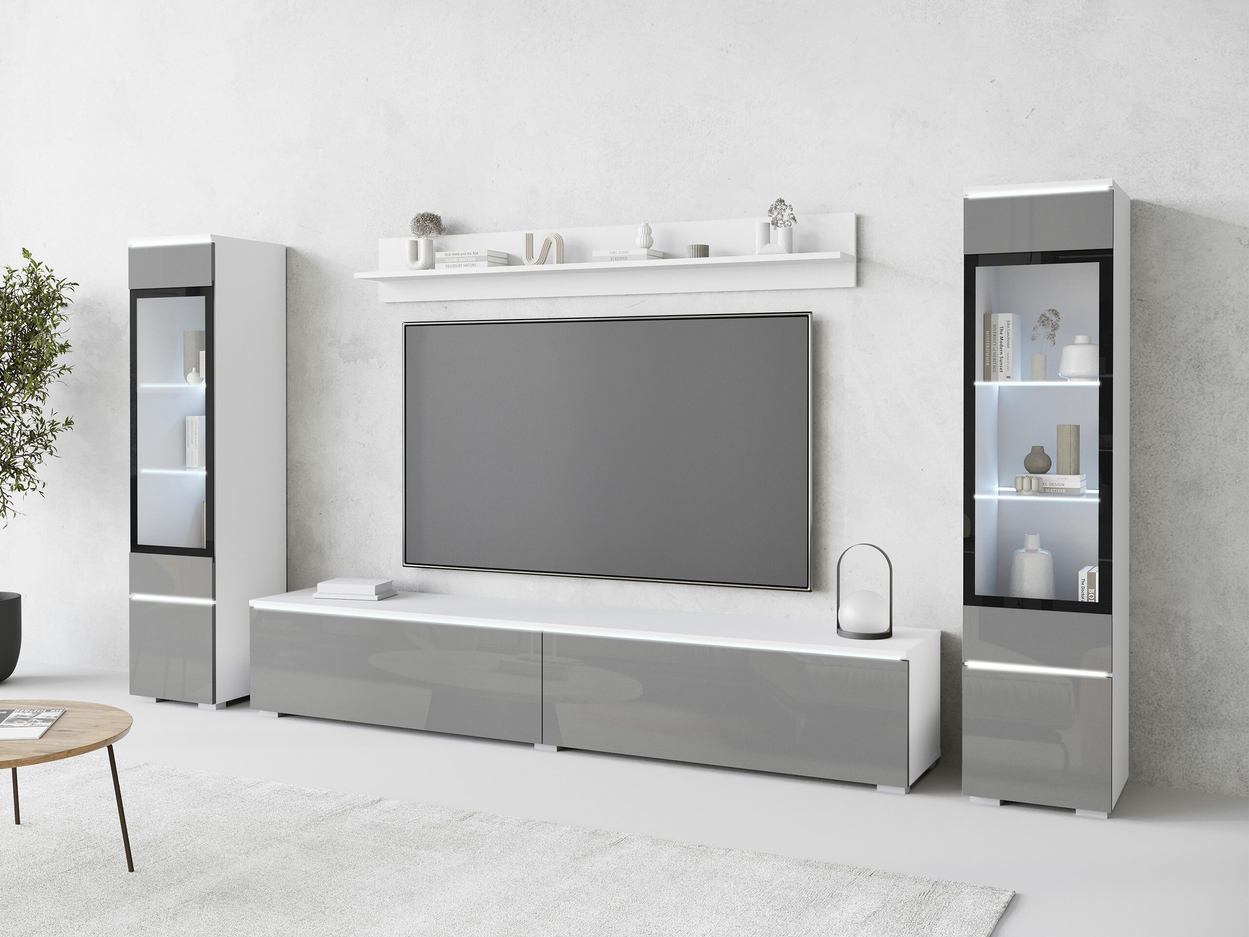 Wohnzimmer-Sets Sarasota 126 (Grau glänzend)