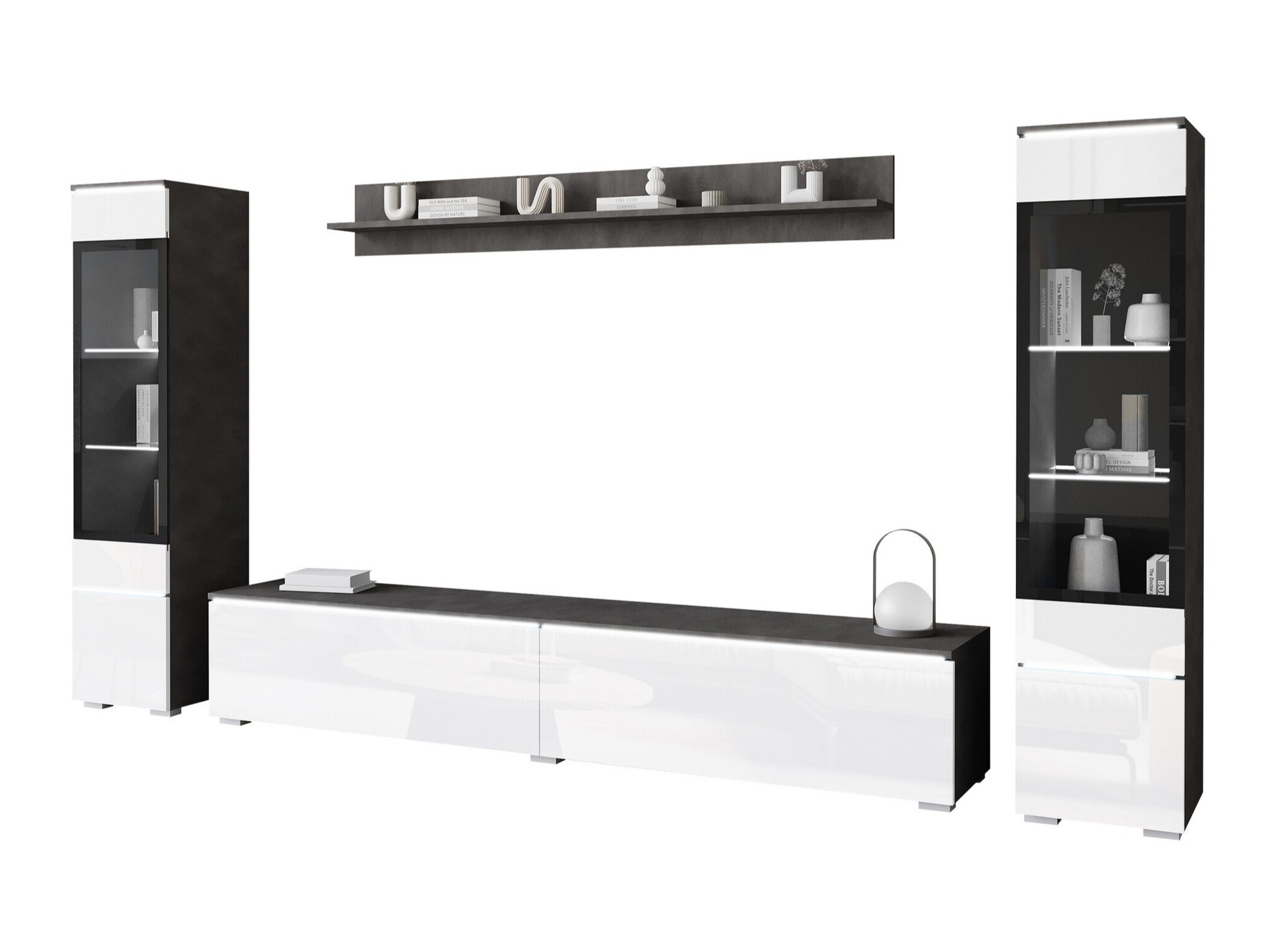 Wohnzimmer-Sets Sarasota 126 (Matera grau + Weiß glänzend)