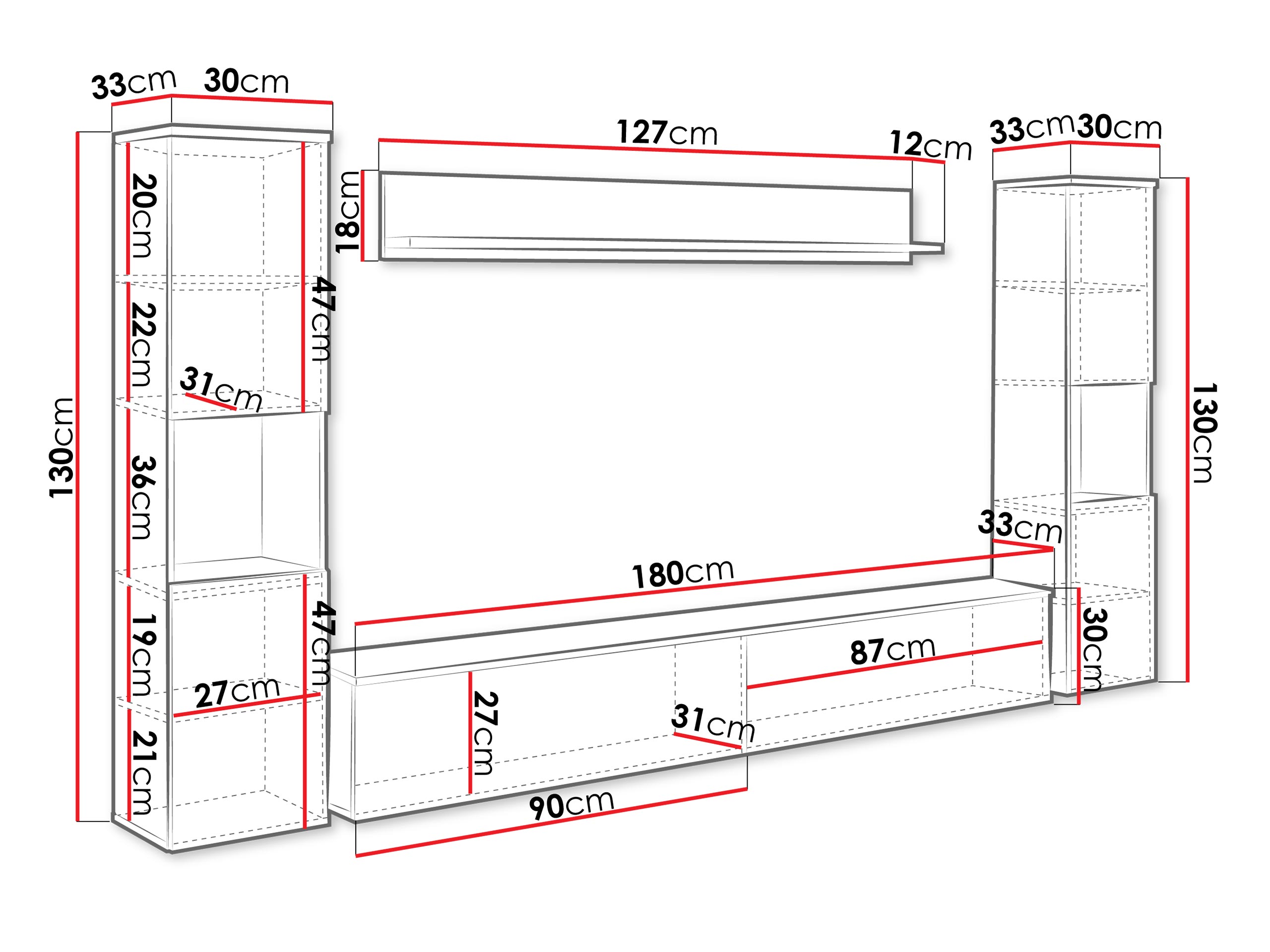 Wohnzimmer-Sets Sarasota 131 (Matera grau + Kastanienholzoptik)