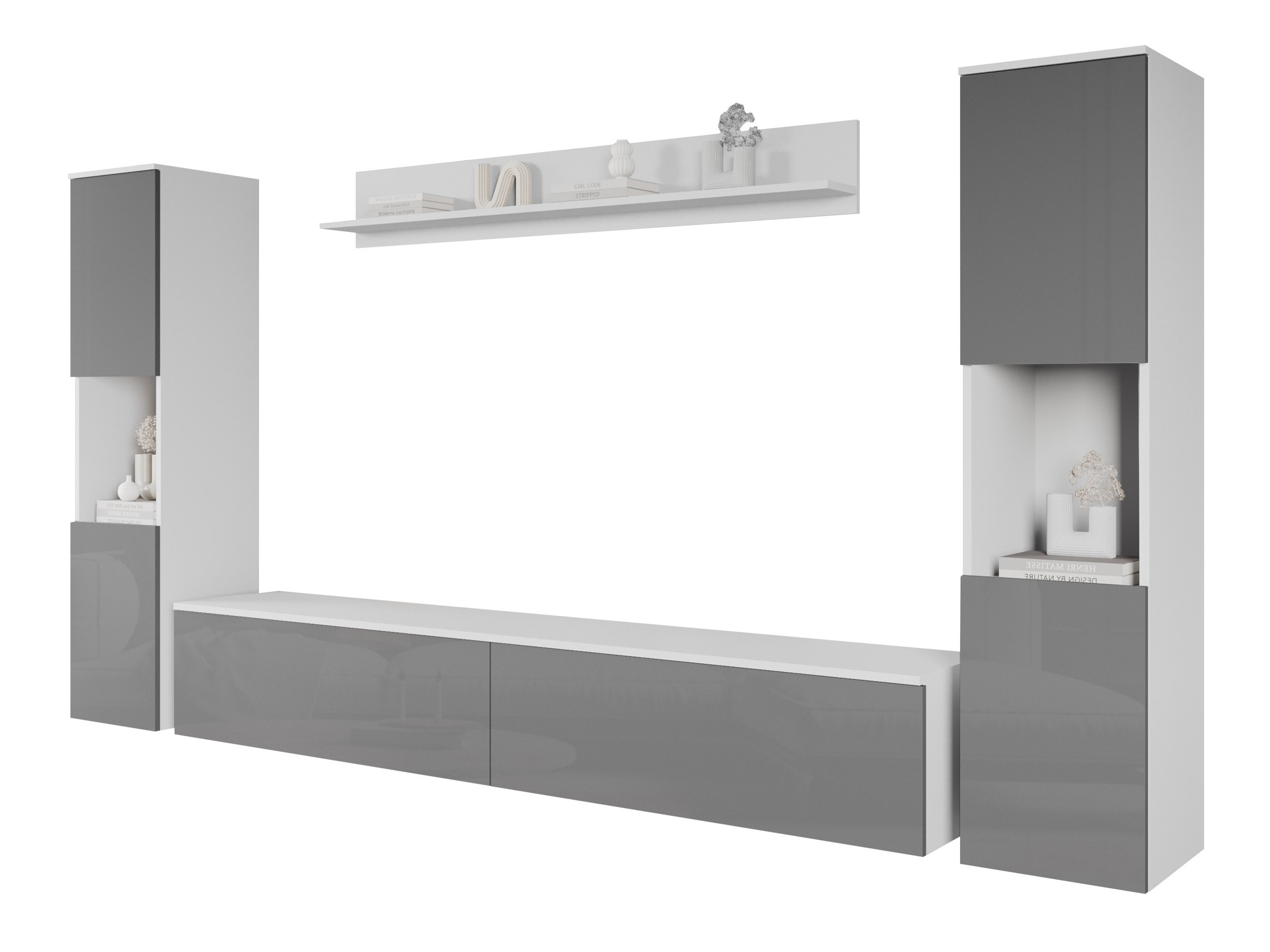 Wohnzimmer-Sets Sarasota 131 (Weiß + Grau glänzend)