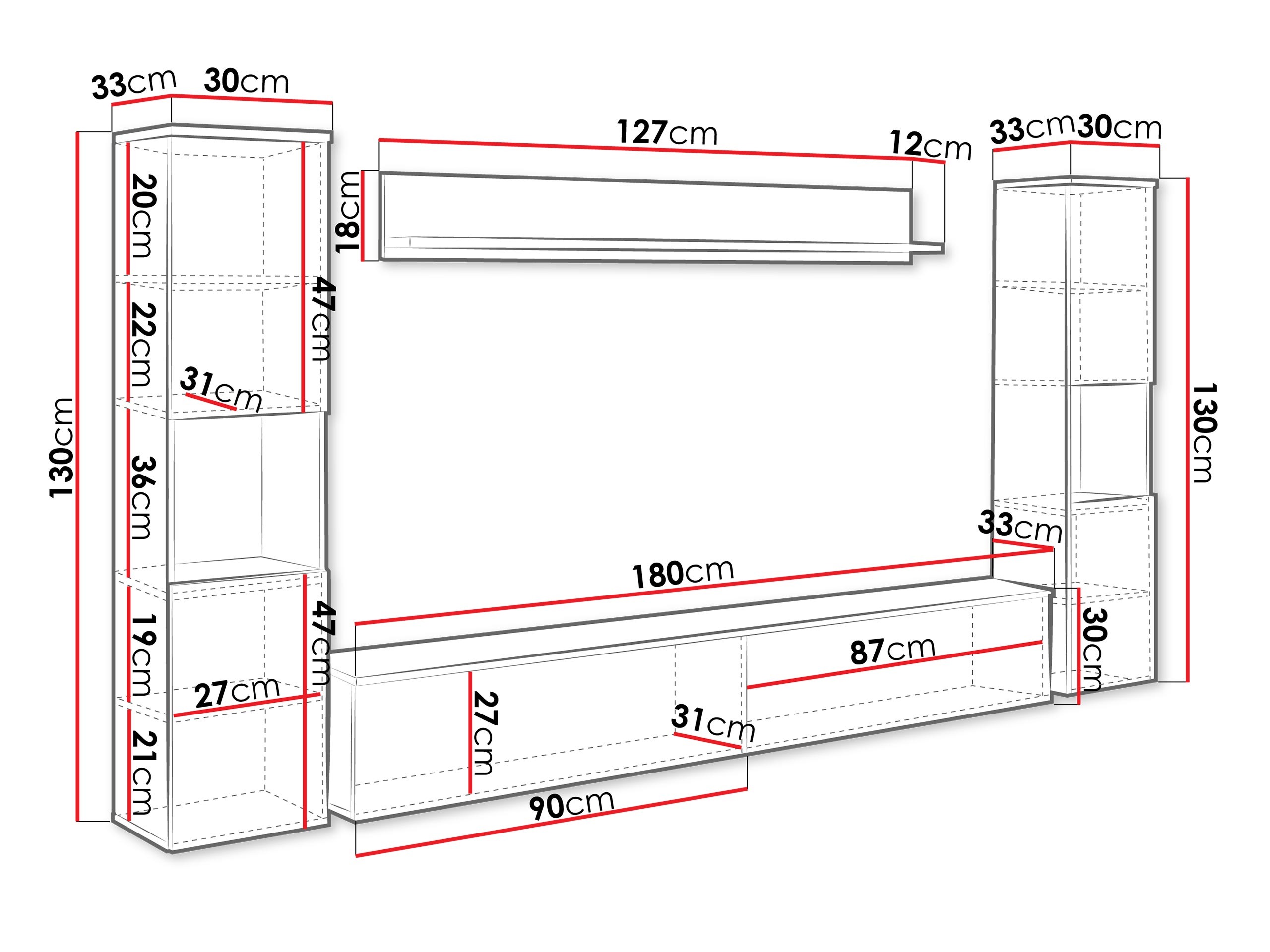 Wohnzimmer-Sets Sarasota 131 (Weiß + Grau glänzend)