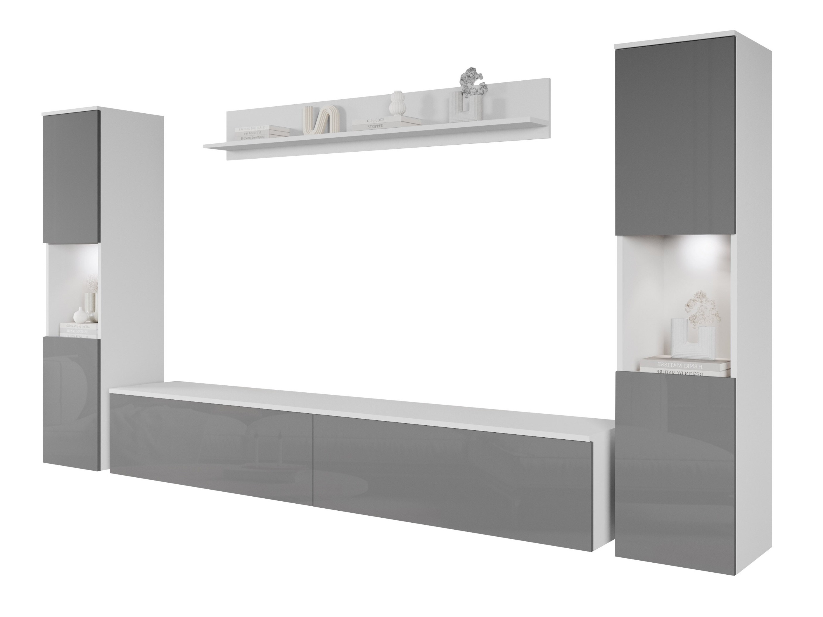 Wohnzimmer-Sets Sarasota 131 (Weiß + Grau glänzend)