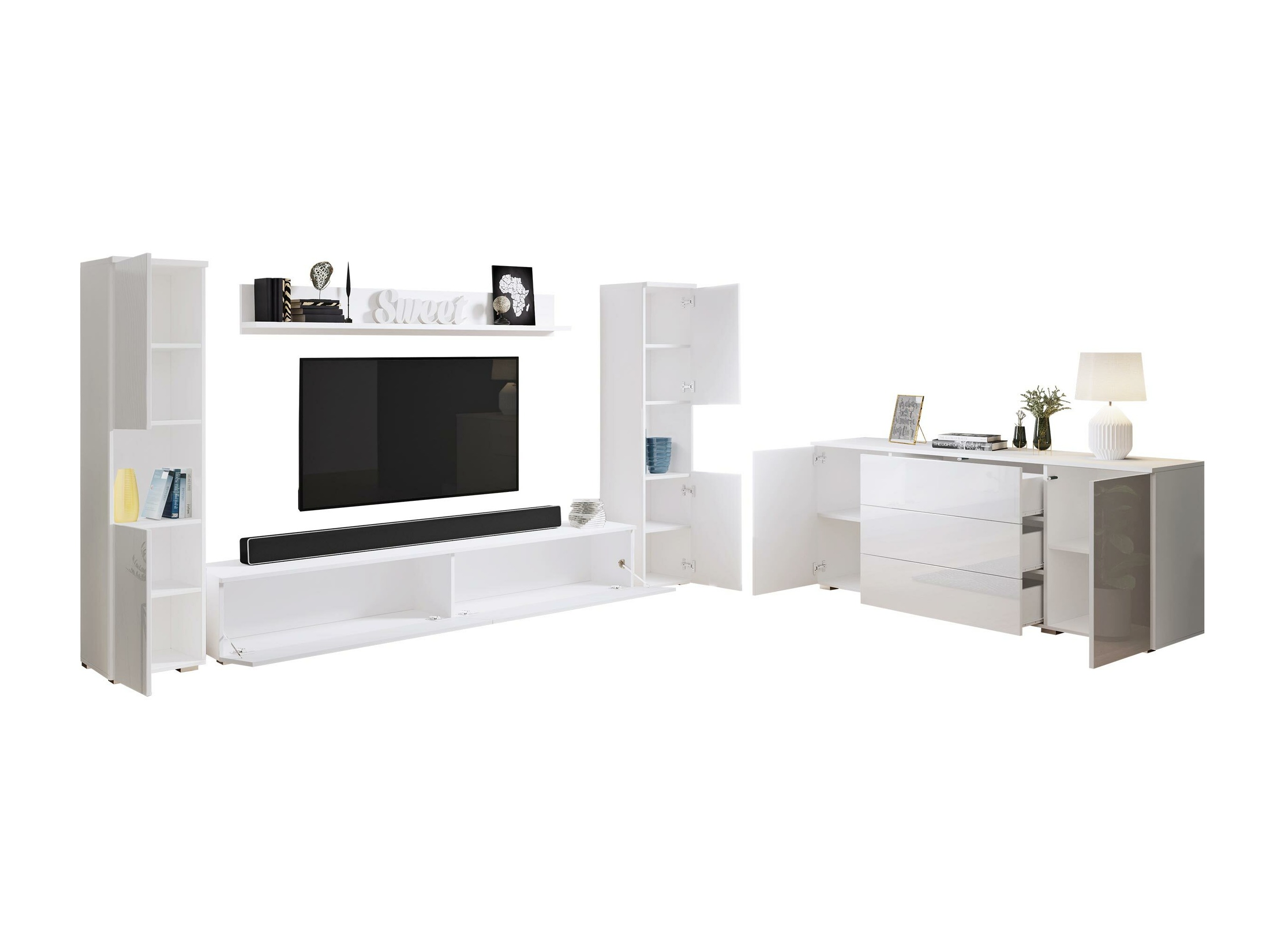 Wohnzimmer-Sets Sarasota 133 (Matera grau + Kastanienholzoptik)