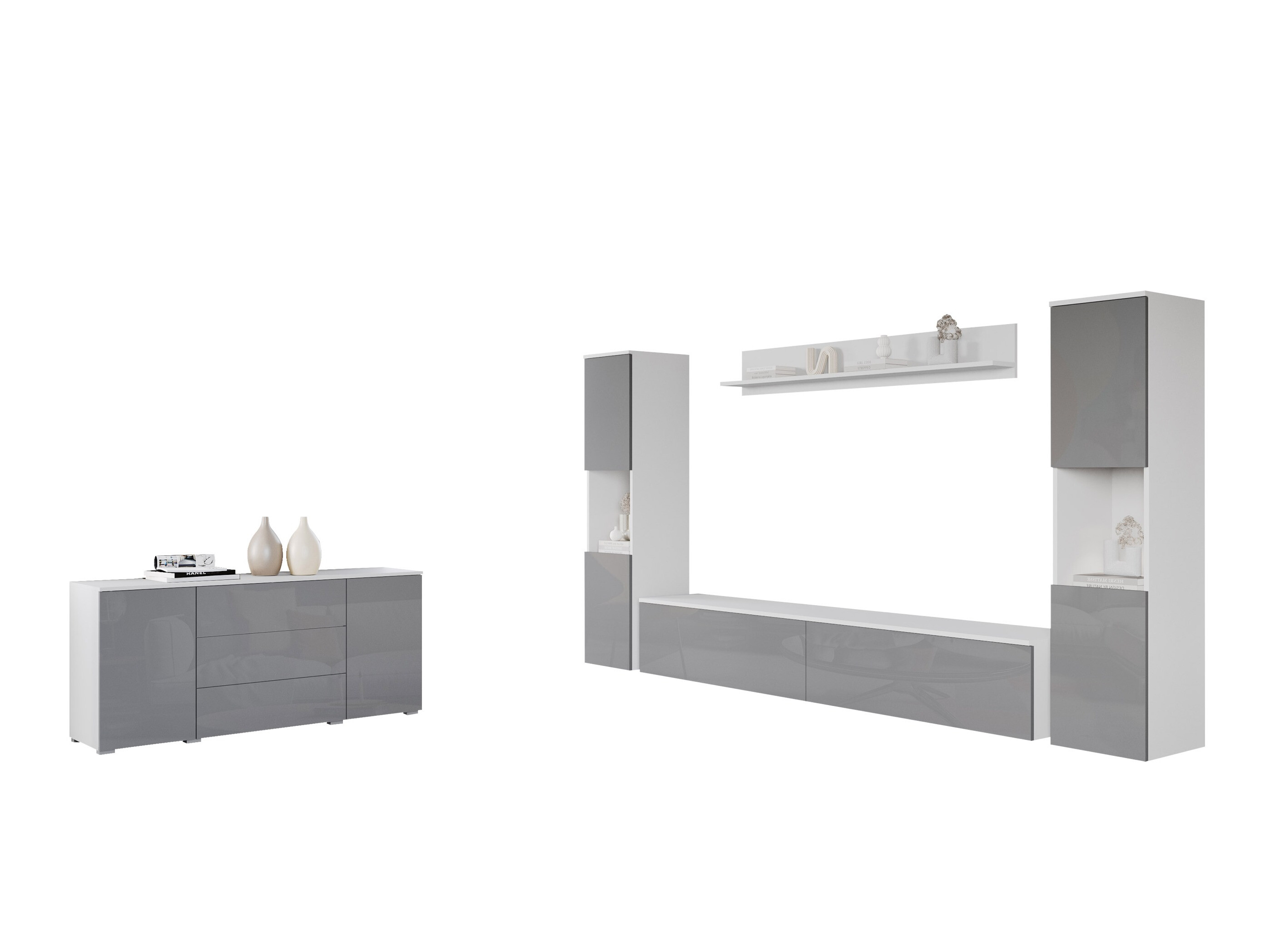 Wohnzimmer-Sets Sarasota 133 (Weiß + Weiß glänzend)