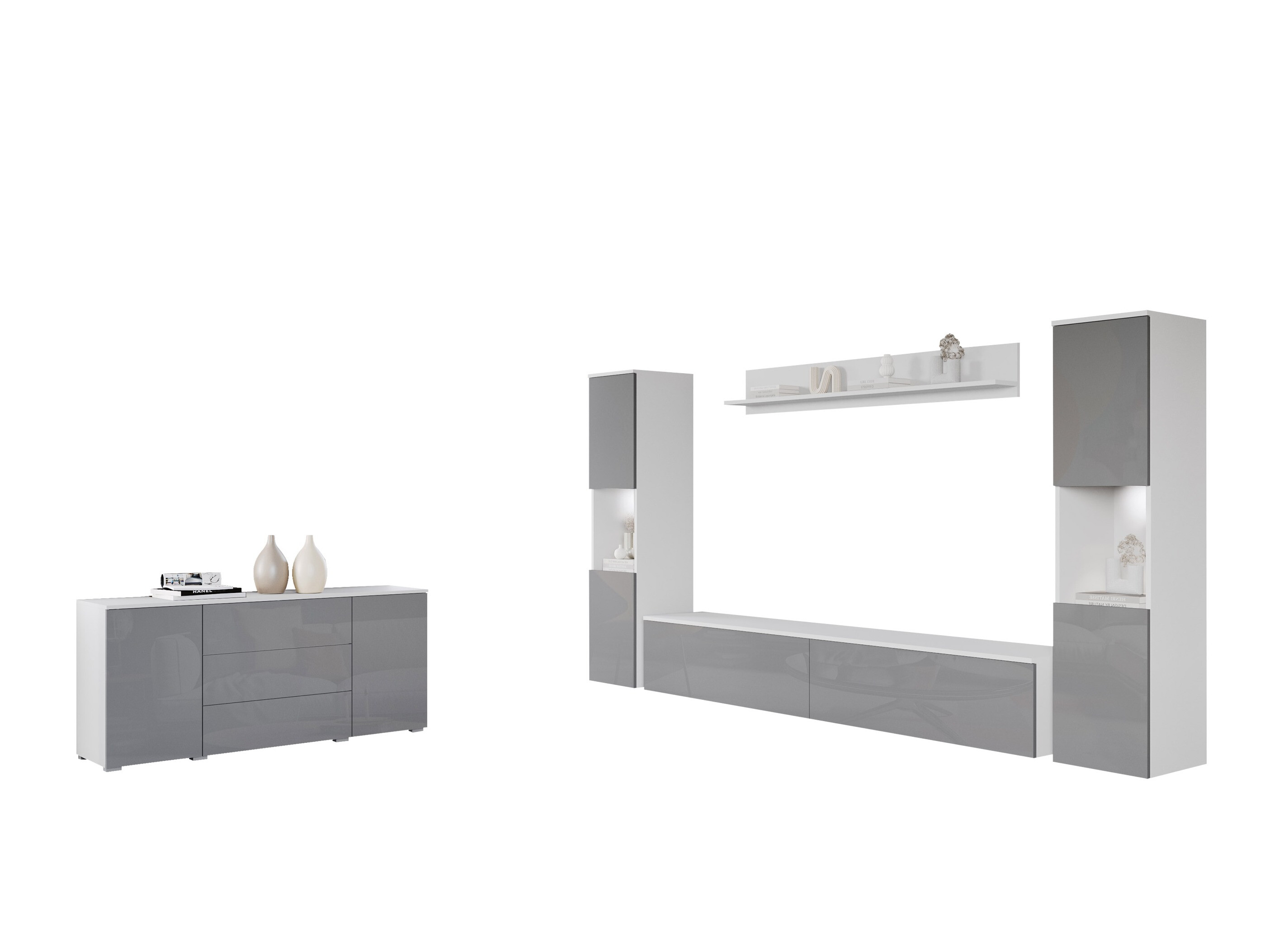 Wohnzimmer-Sets Sarasota 133 (Weiß + Weiß glänzend)