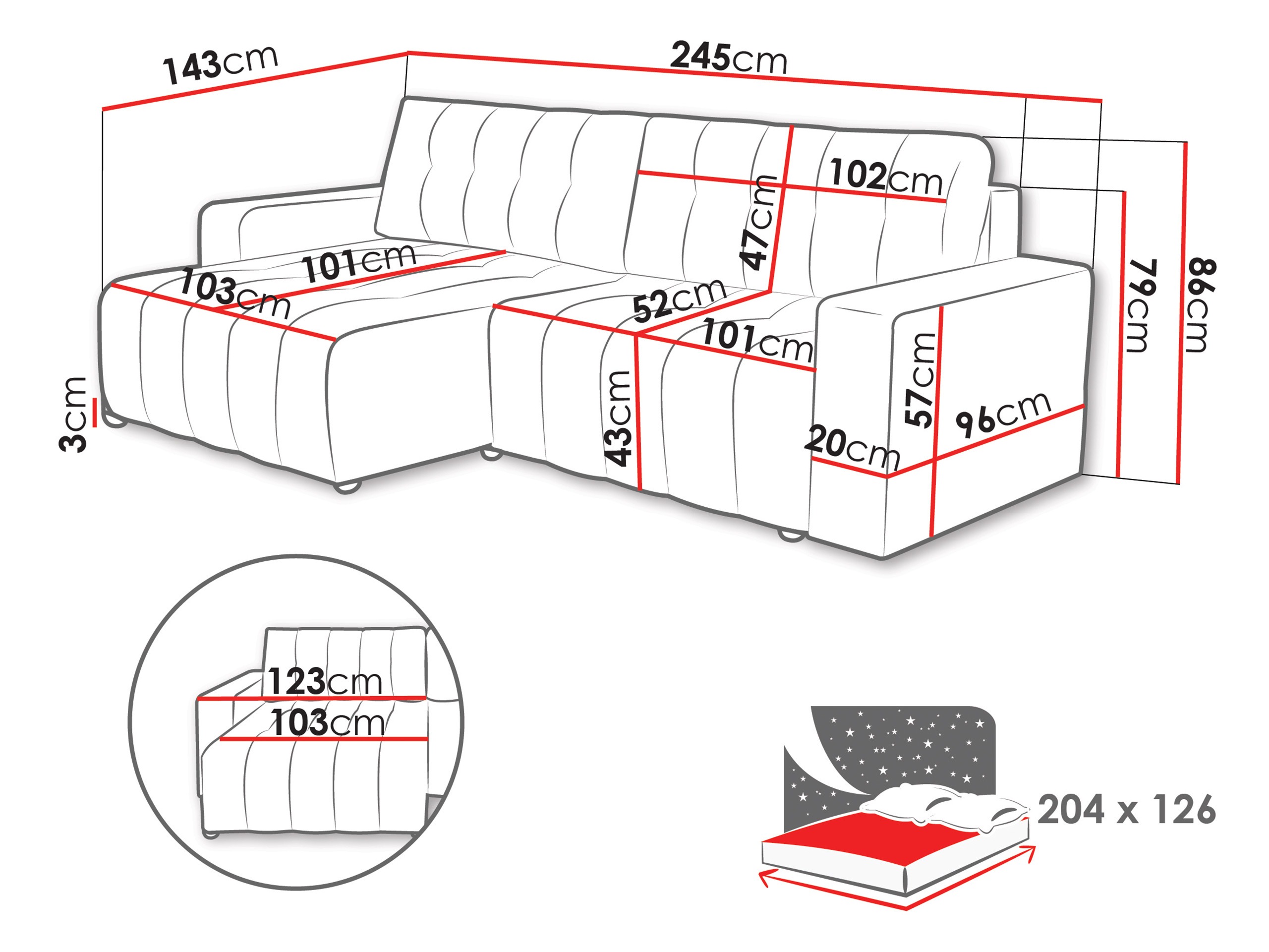 Ecksofa Providence 197 (Bravo 21)