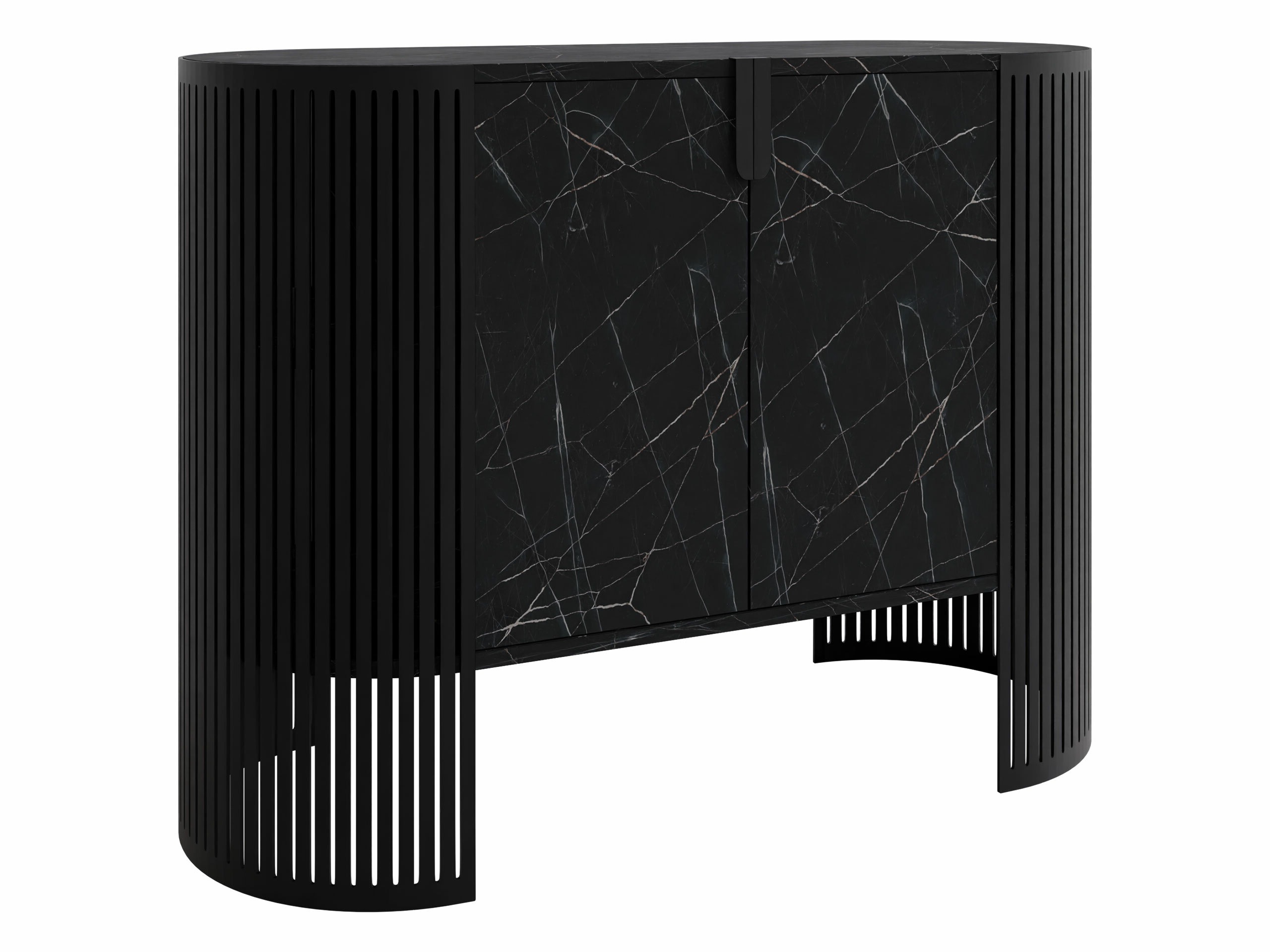 Sideboard Civer (Schwarz + Schwarzer Marmor)