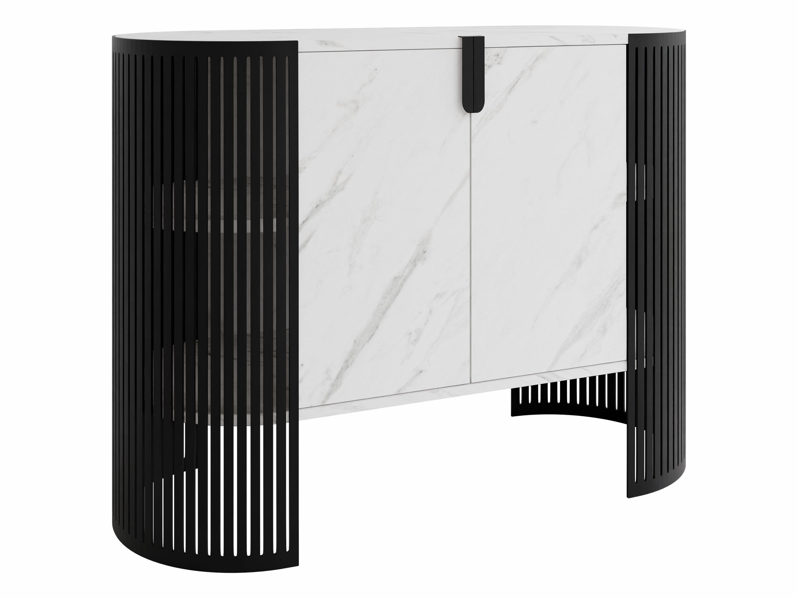 Sideboard Civer (Schwarz + Weißer Marmor)