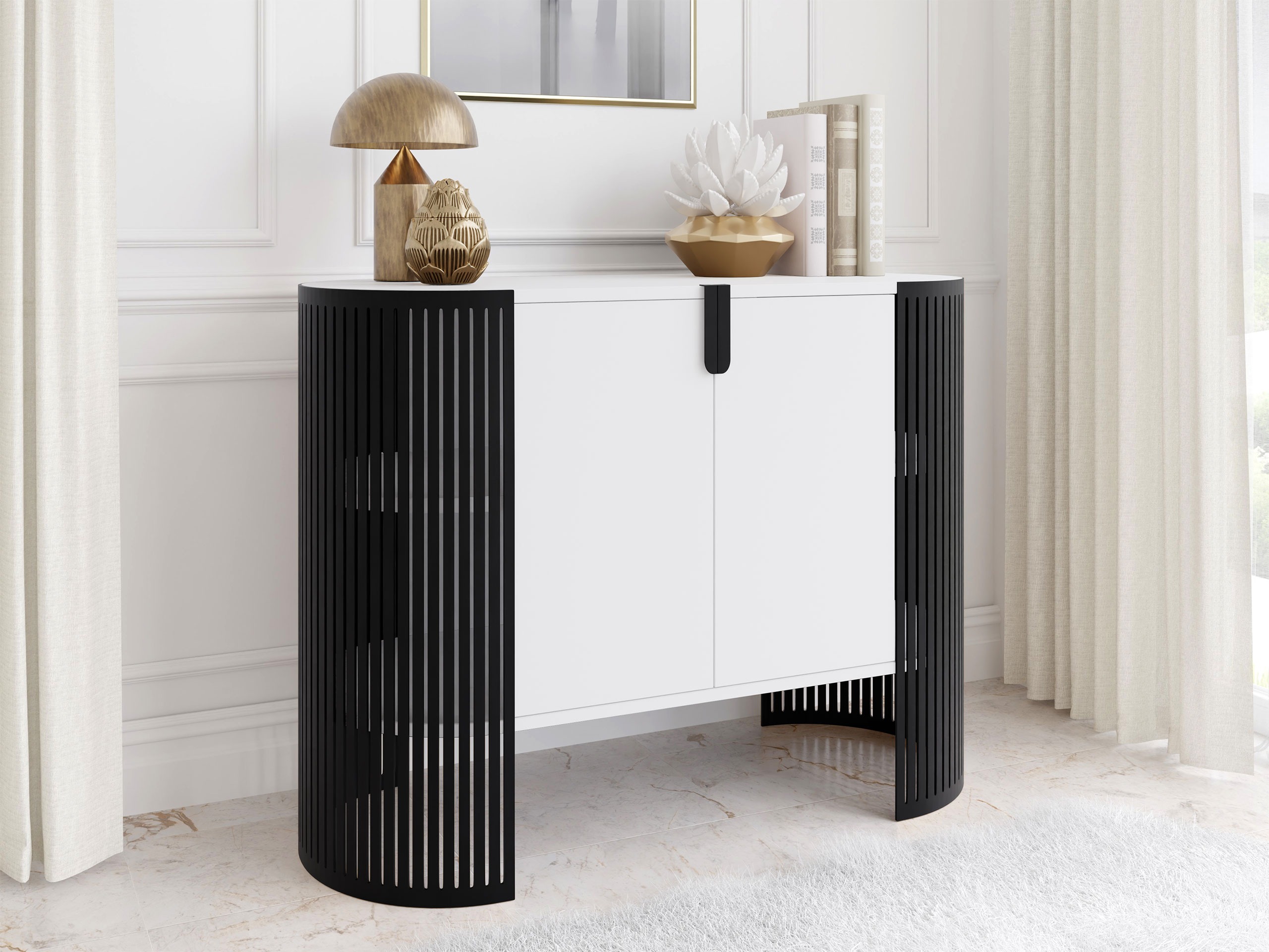 Sideboard Evanola 113 (Schwarz + Weiß)