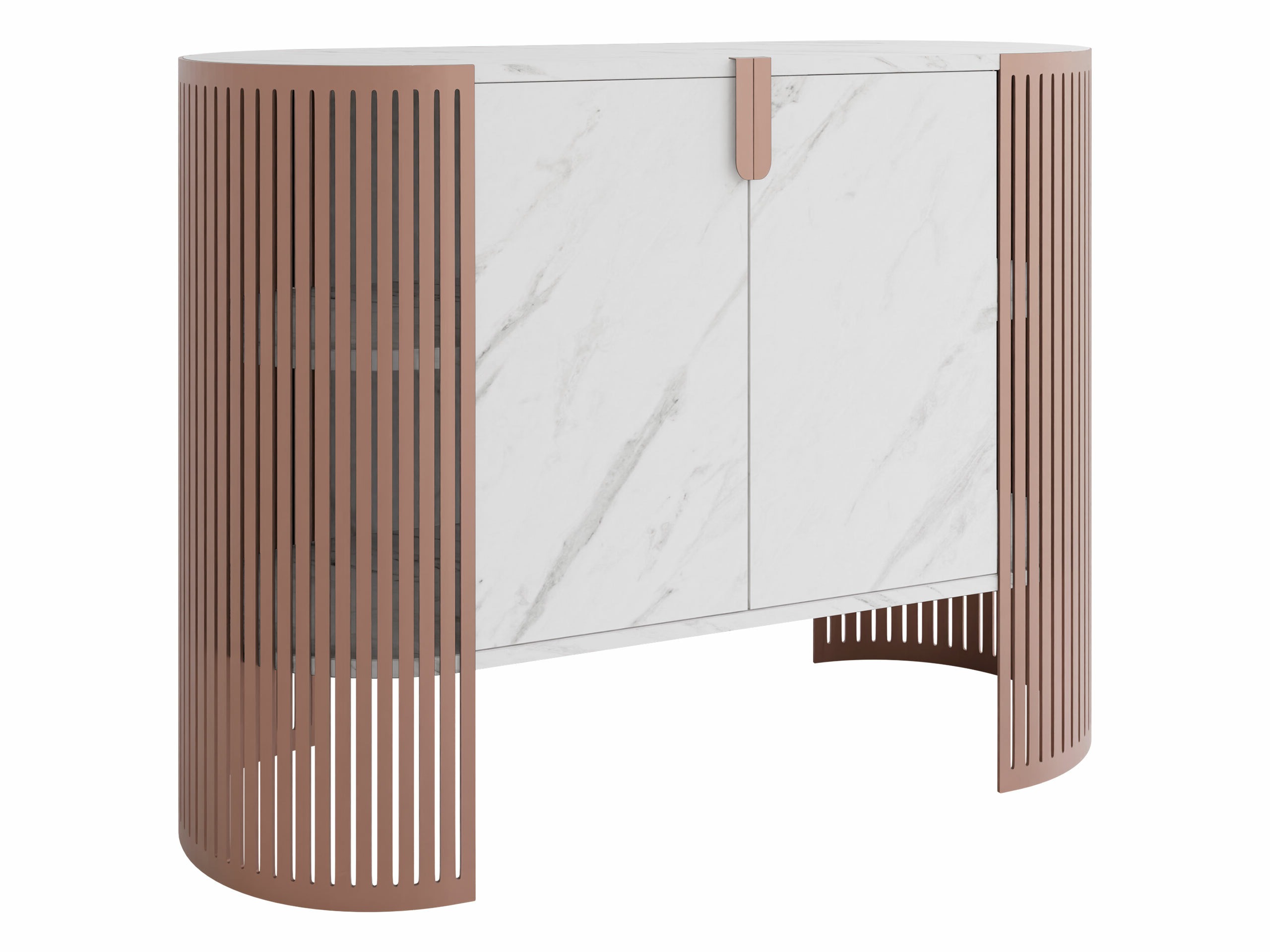 Sideboard Evanola 114 (Rosa + Weißer Marmor)