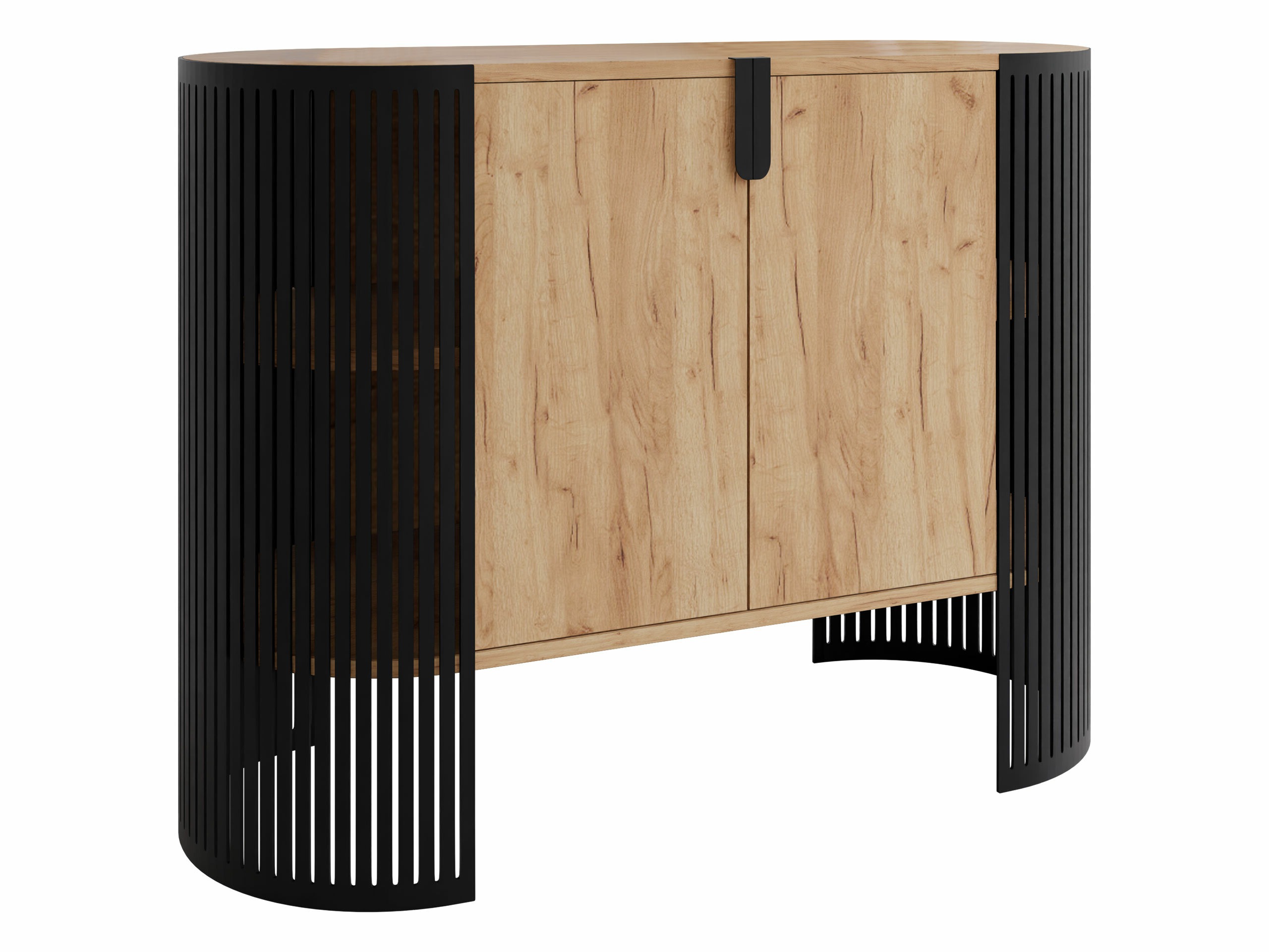 Sideboard Oswego 140 (Schwarz + Craft goldene Eichenholzoptik)