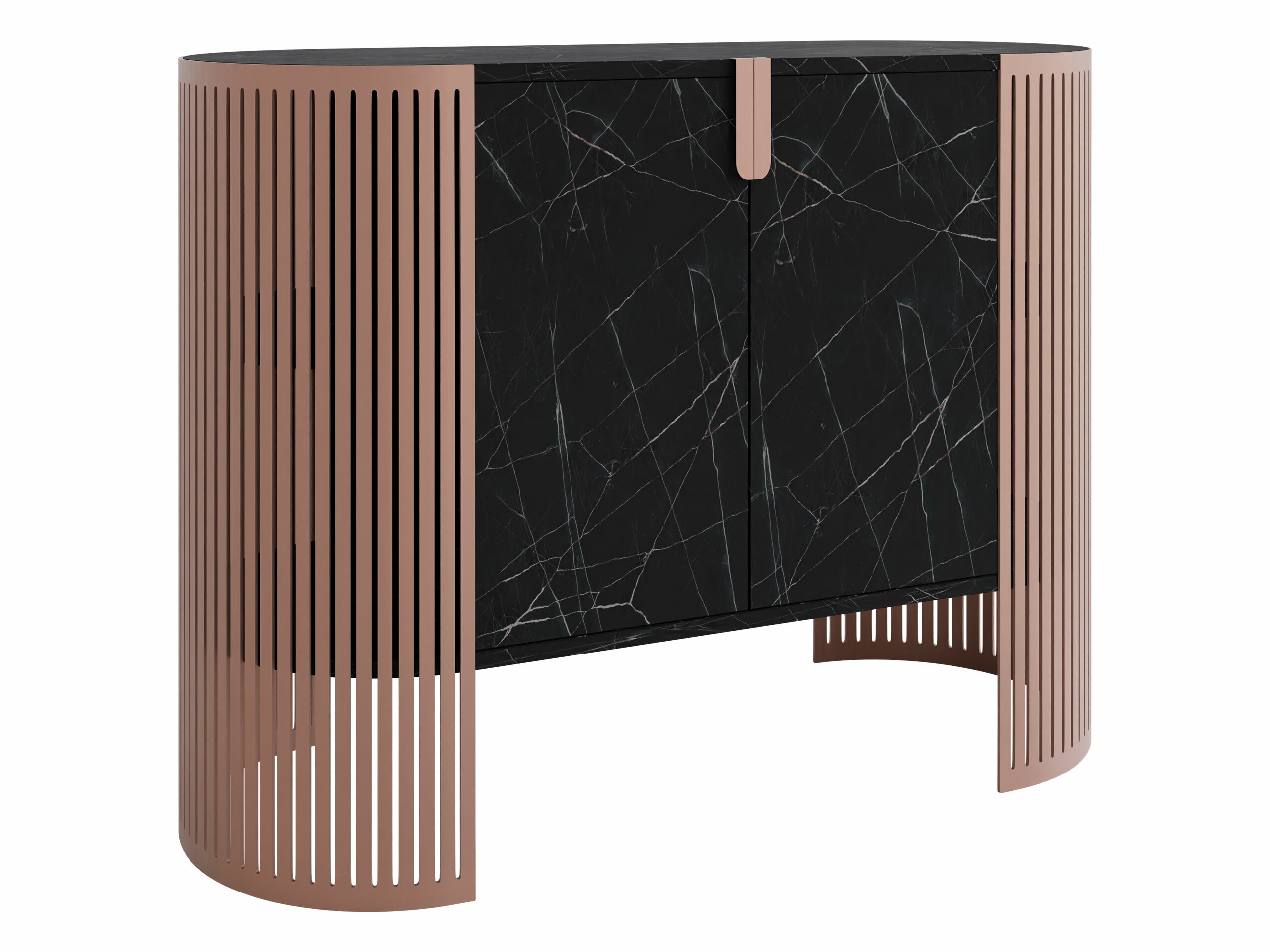 Sideboard Oswego 141 (Rosa + Schwarzer Marmor)
