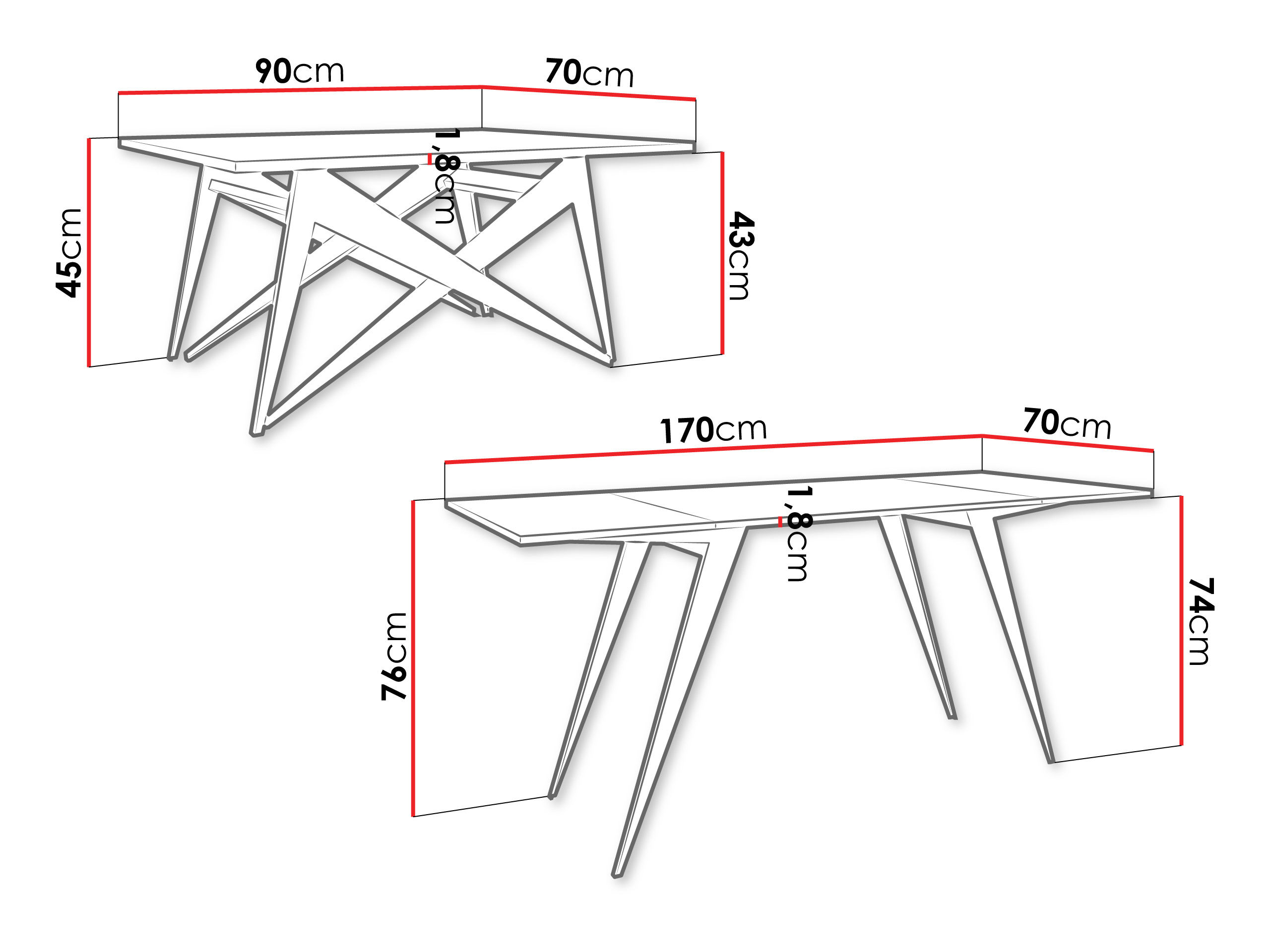Couchtisch-Transformer Oswego 150 (Kaschmir + Schwarz)