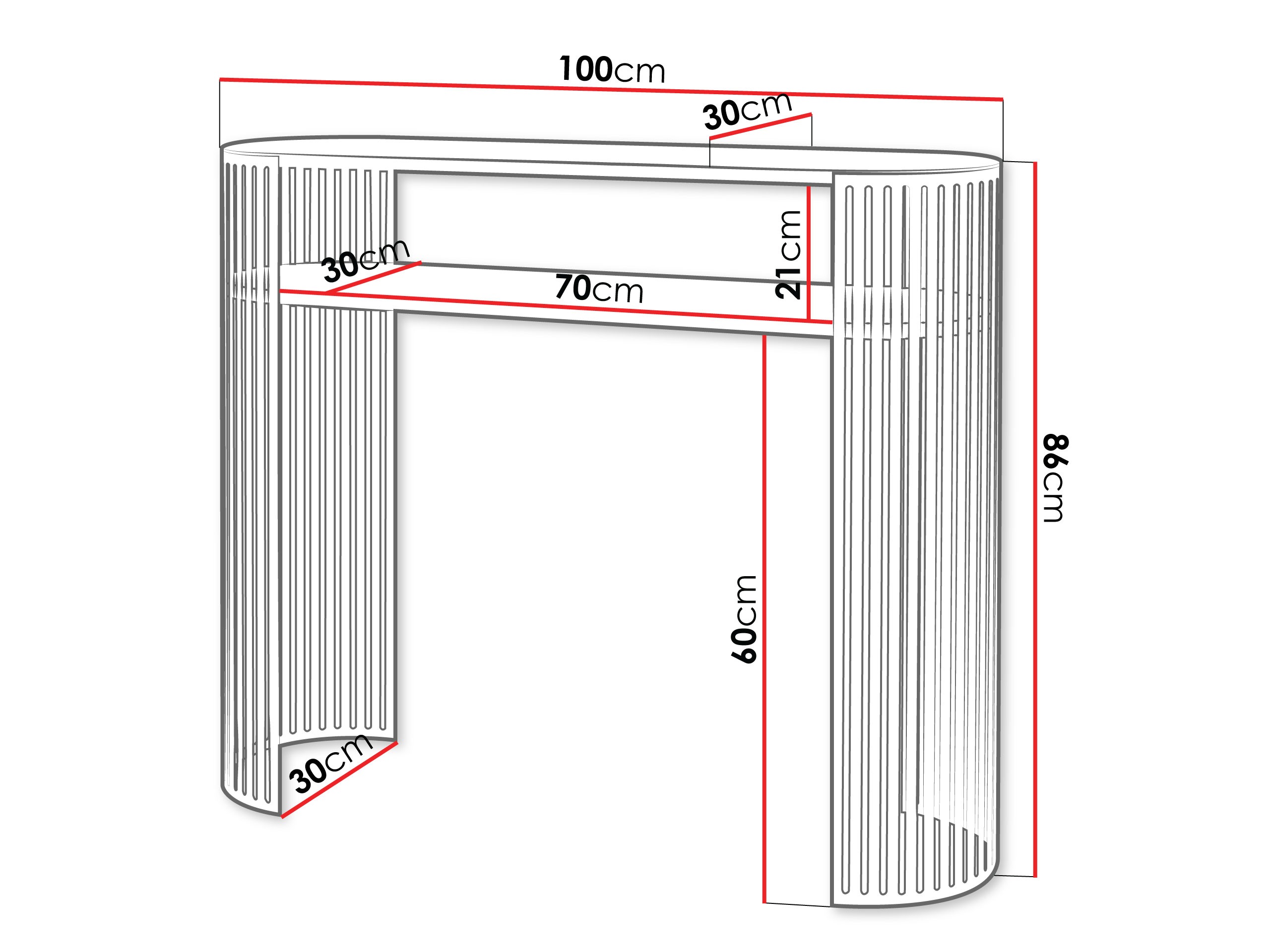 Konsolentisch Oswego 143 (Schwarz + Walnussholzoptik)