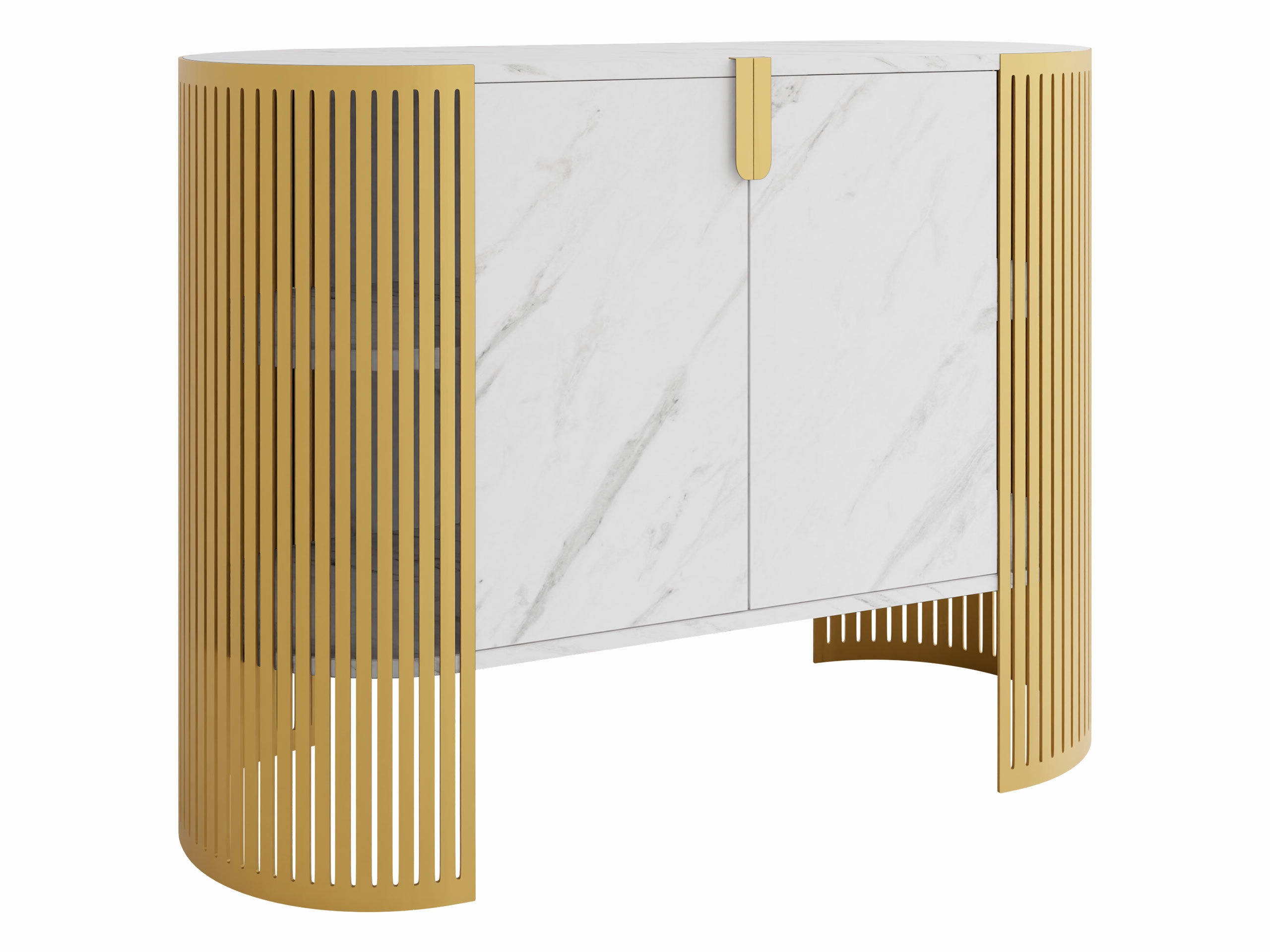Sideboard Oswego 142 (Gold + Weißer Marmor)