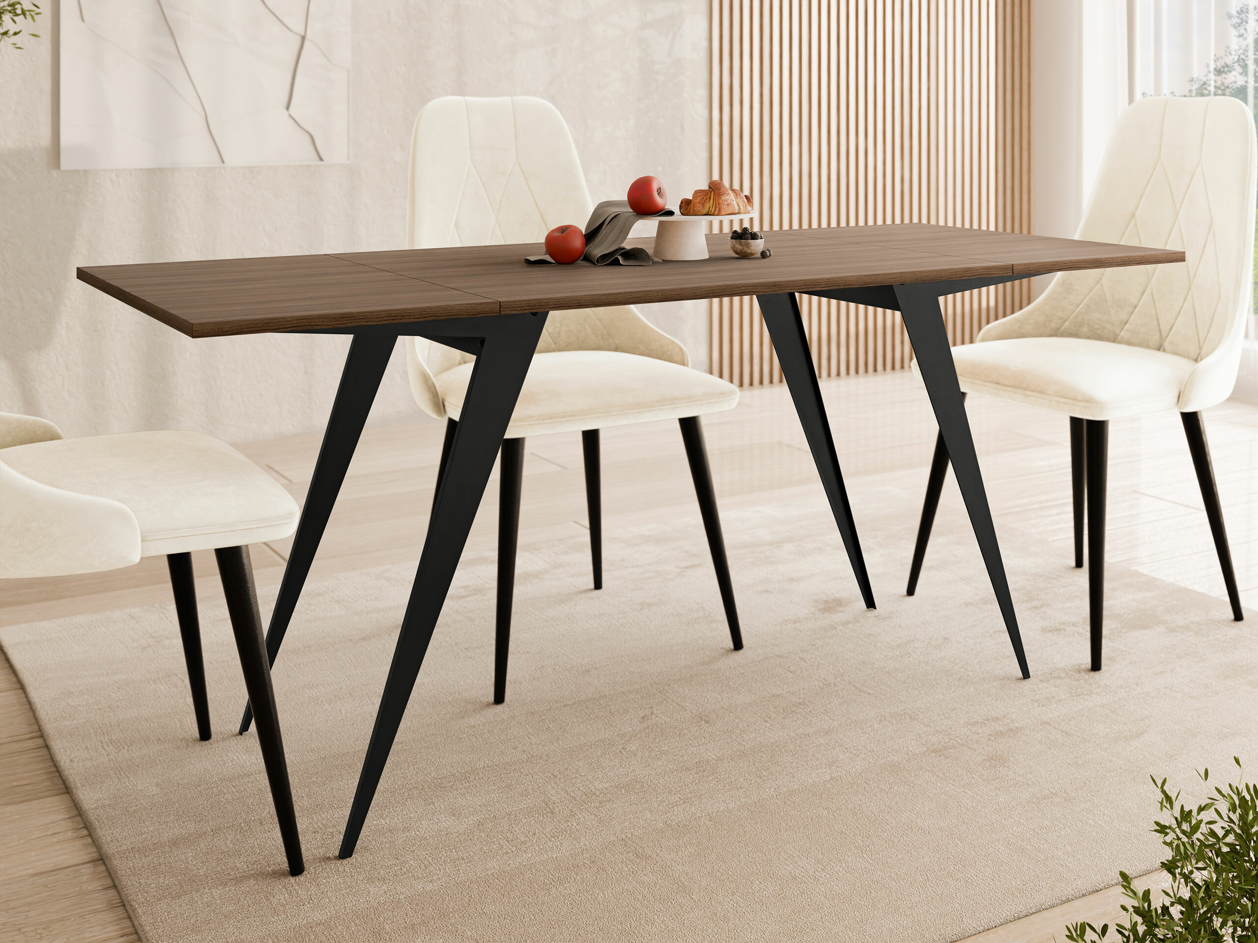 Couchtisch-Transformer Oswego 150 (Walnussholzoptik + Schwarz)