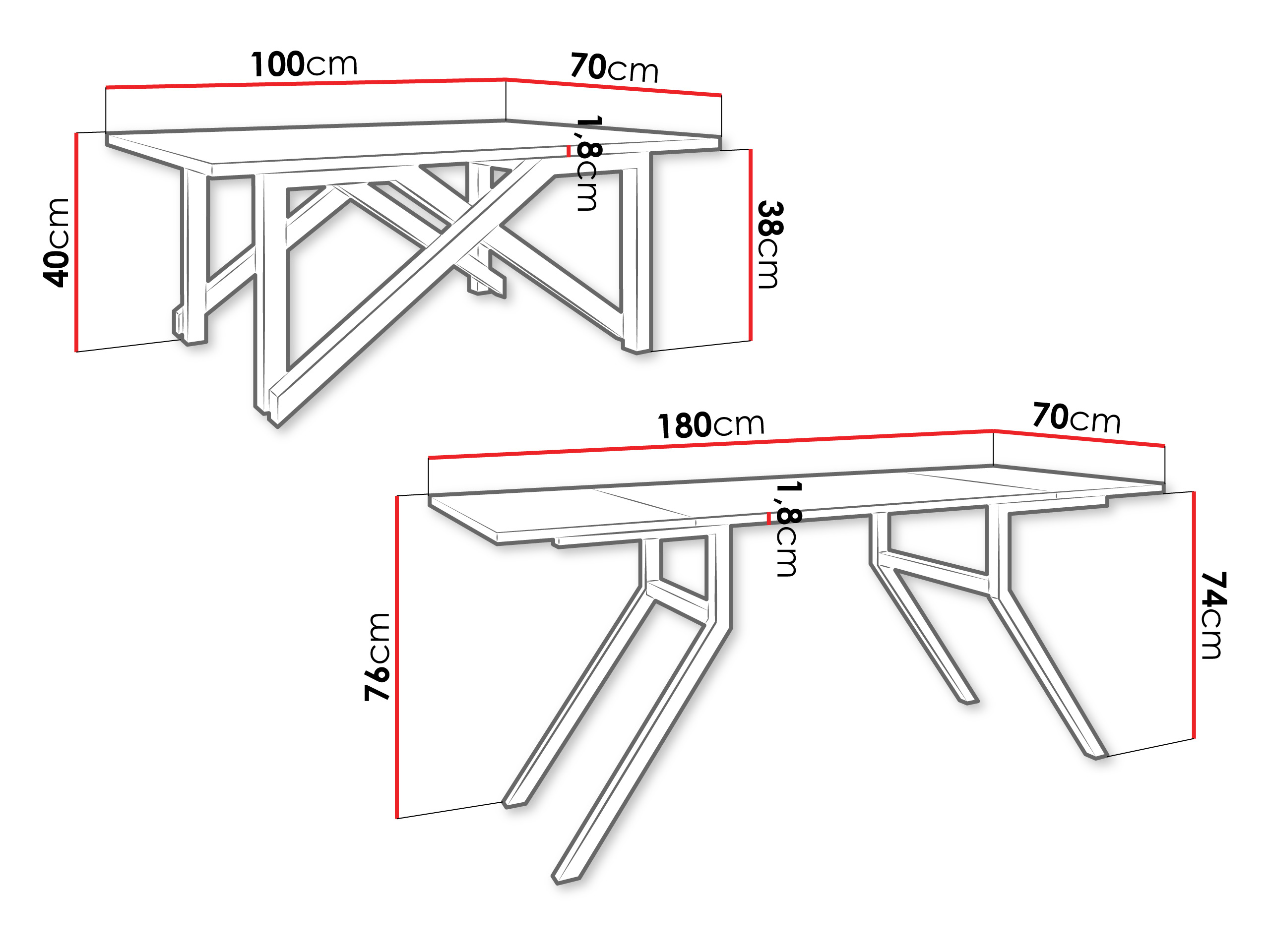 Couchtisch-Transformer Oswego 151 (Weiß + Schwarz)
