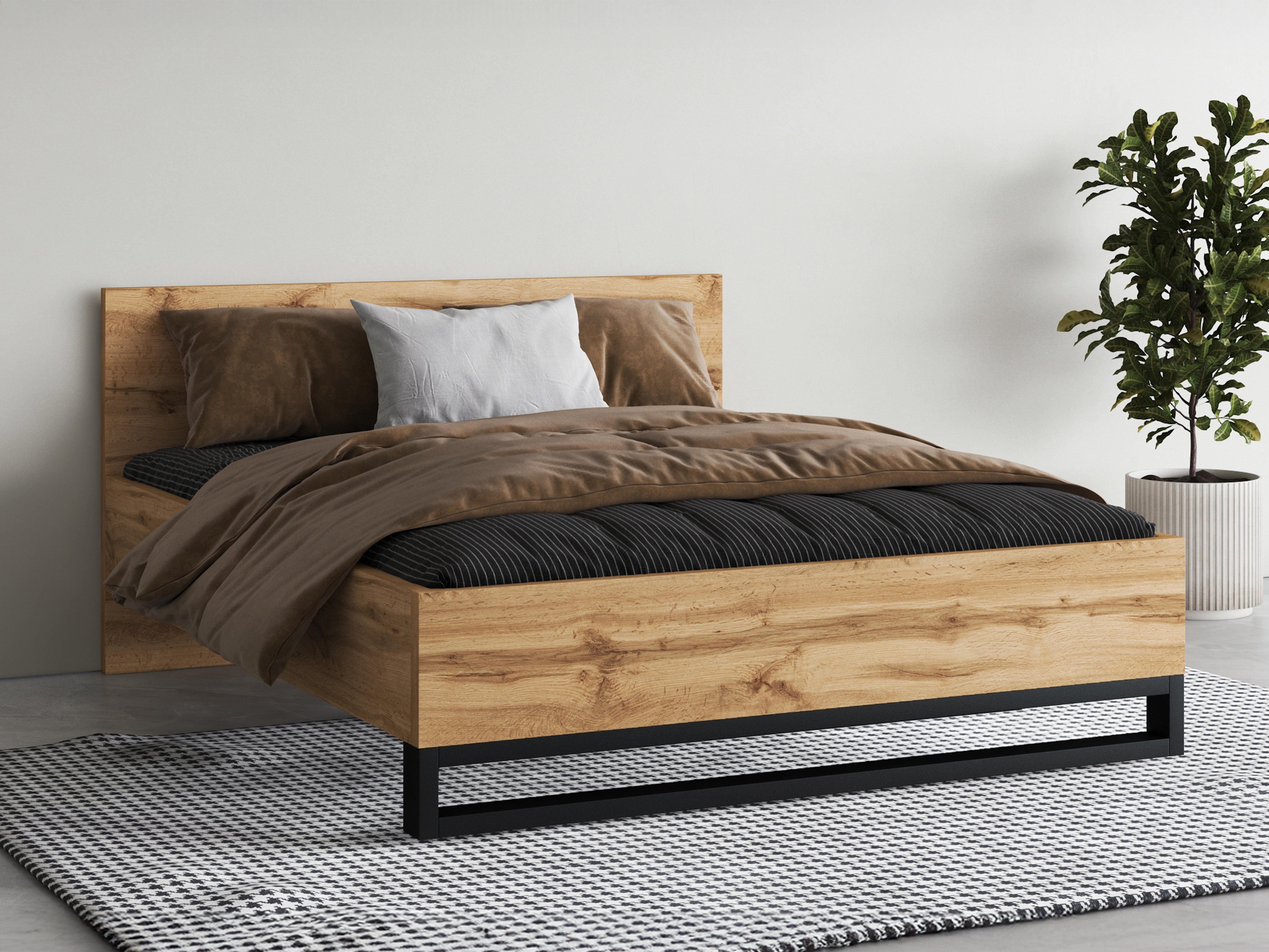 Bett Avicavu 118 (Wotan Eiche + Schwarz)
