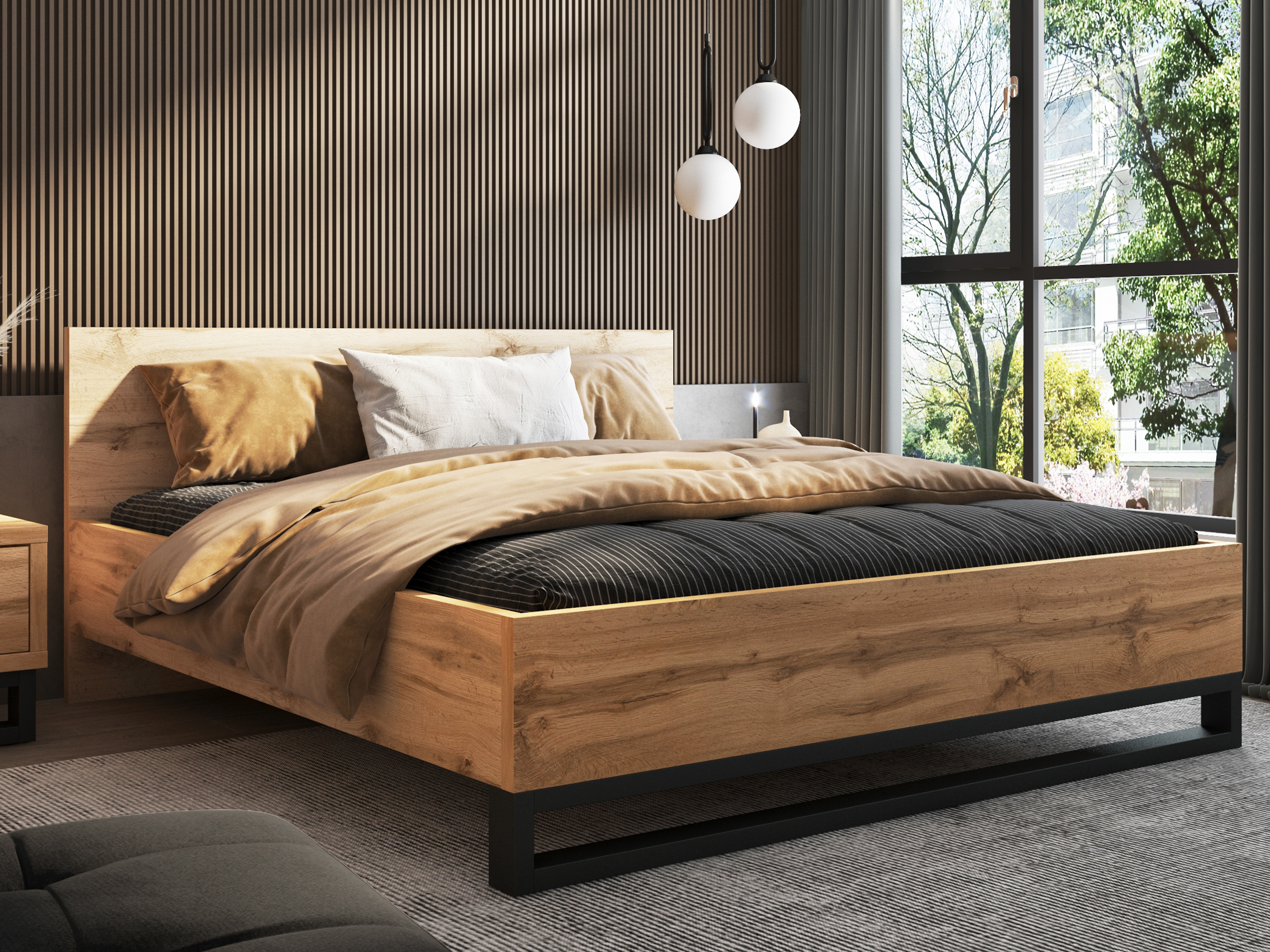 Bett Avicavu 118 (Wotan Eiche + Schwarz)