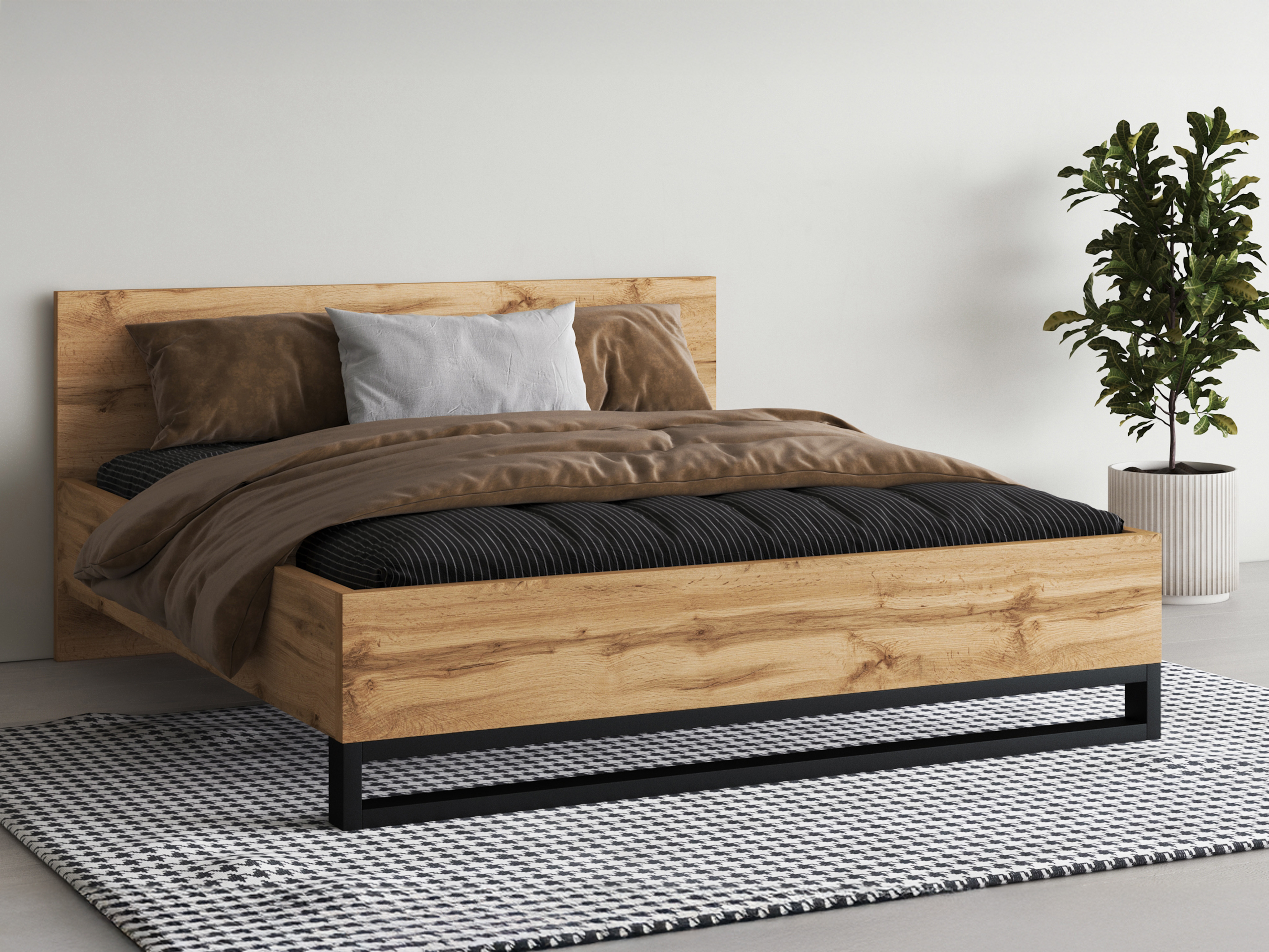 Bett Avicavu 118 (Wotan Eiche + Schwarz)
