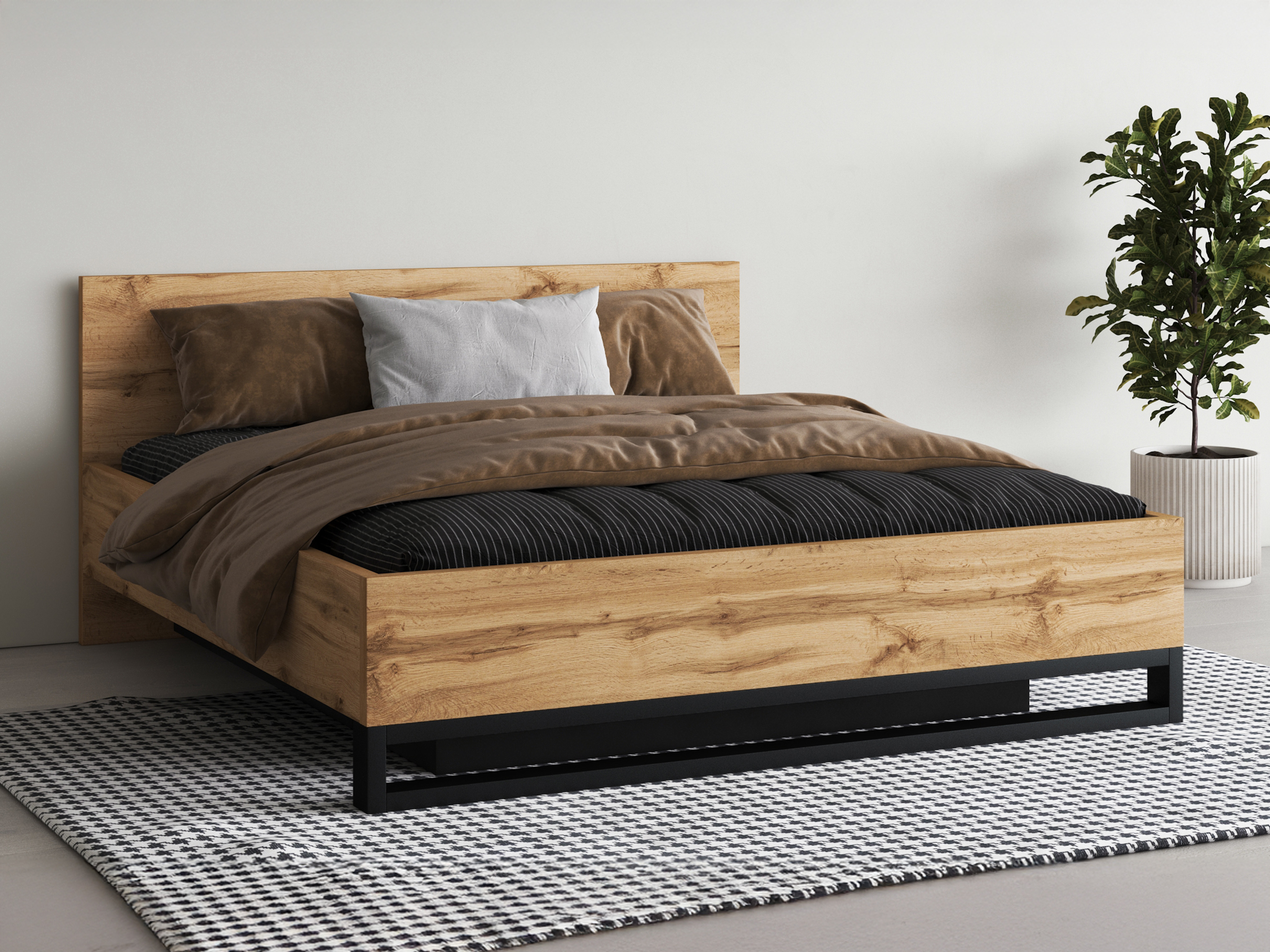 Bett Avicavu 118 (Wotan Eiche + Schwarz)
