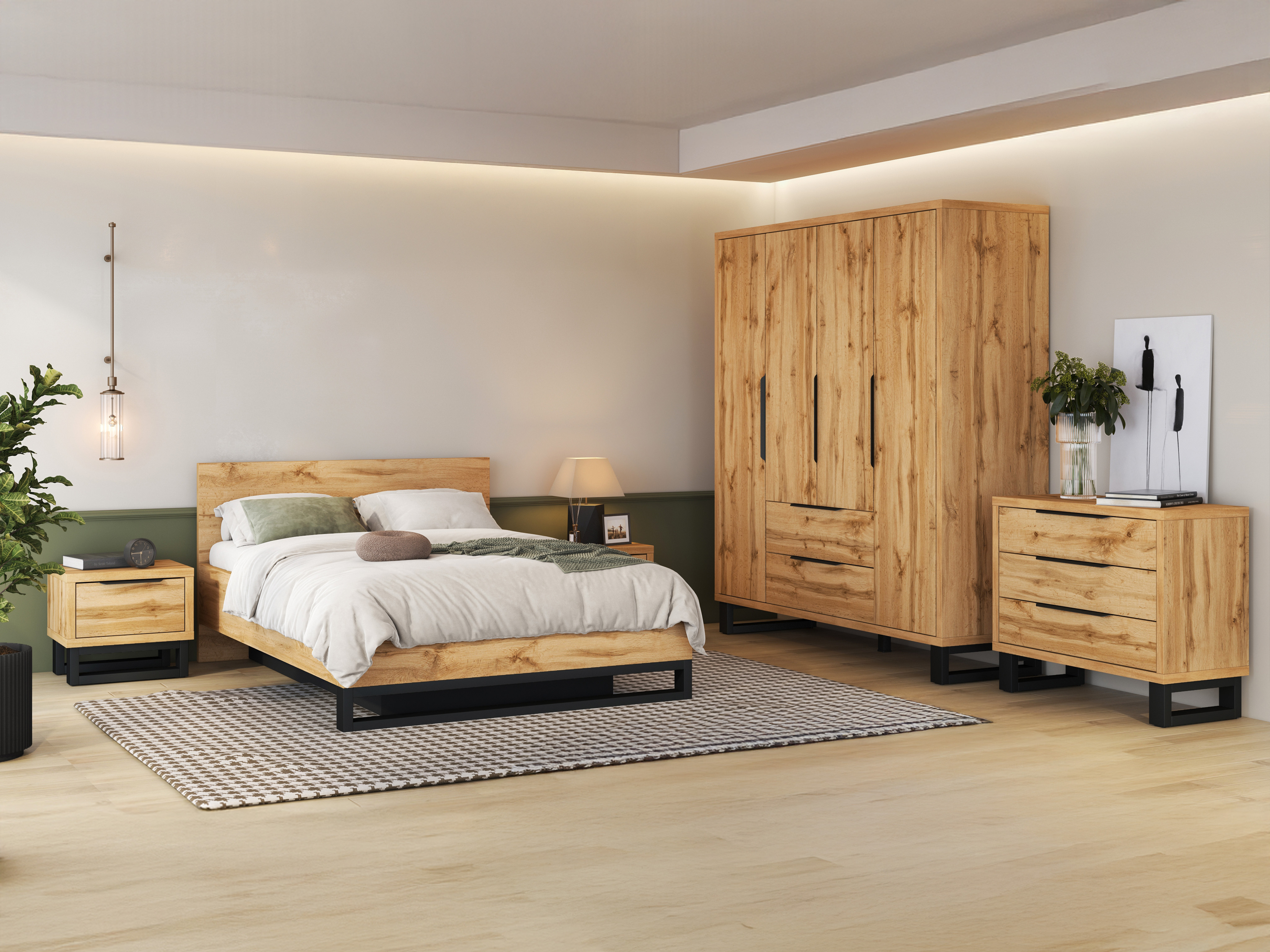 Bett Avicavu 118 (Wotan Eiche + Schwarz)
