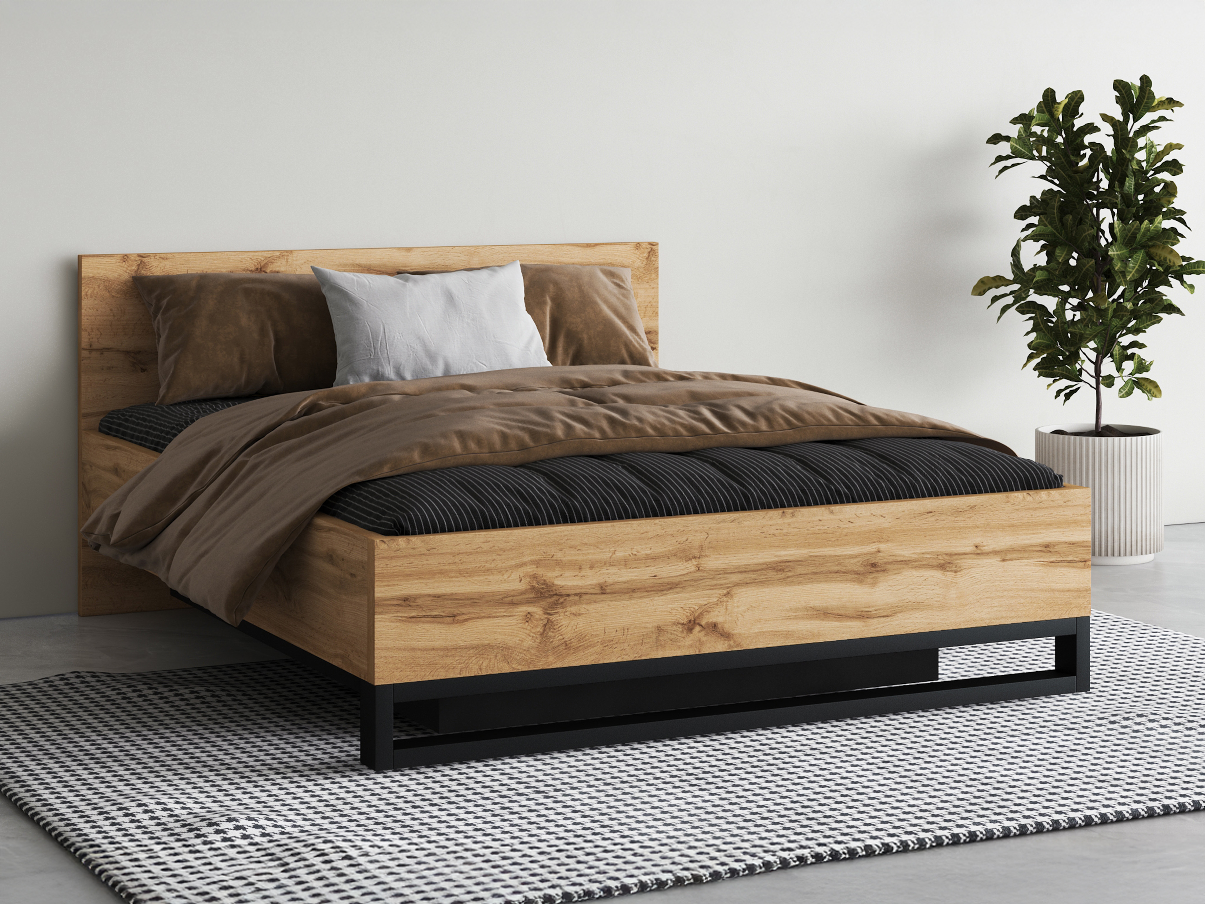 Bett Avicavu 118 (Wotan Eiche + Schwarz)