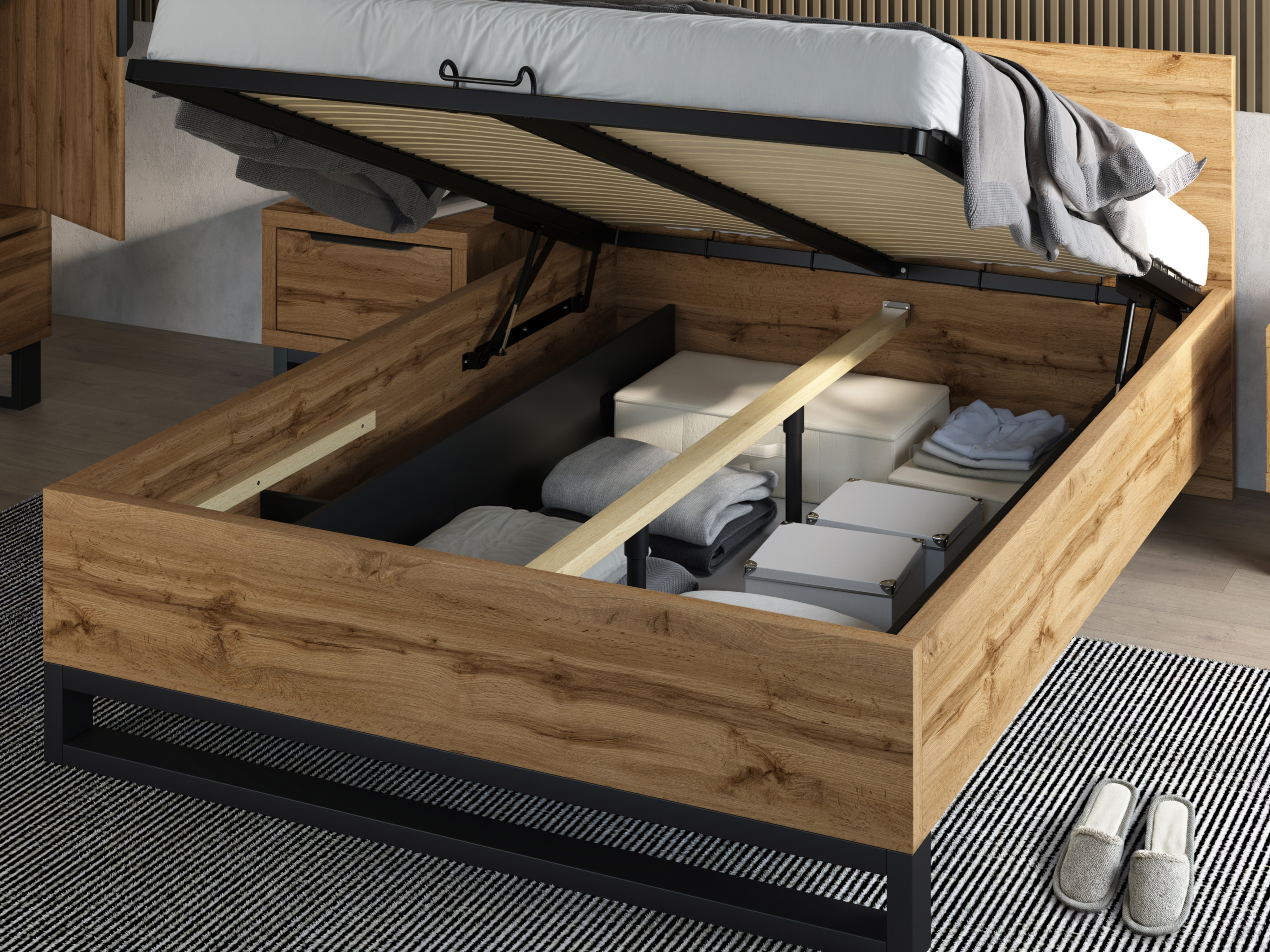 Bett Avicavu 118 (Wotan Eiche + Schwarz)