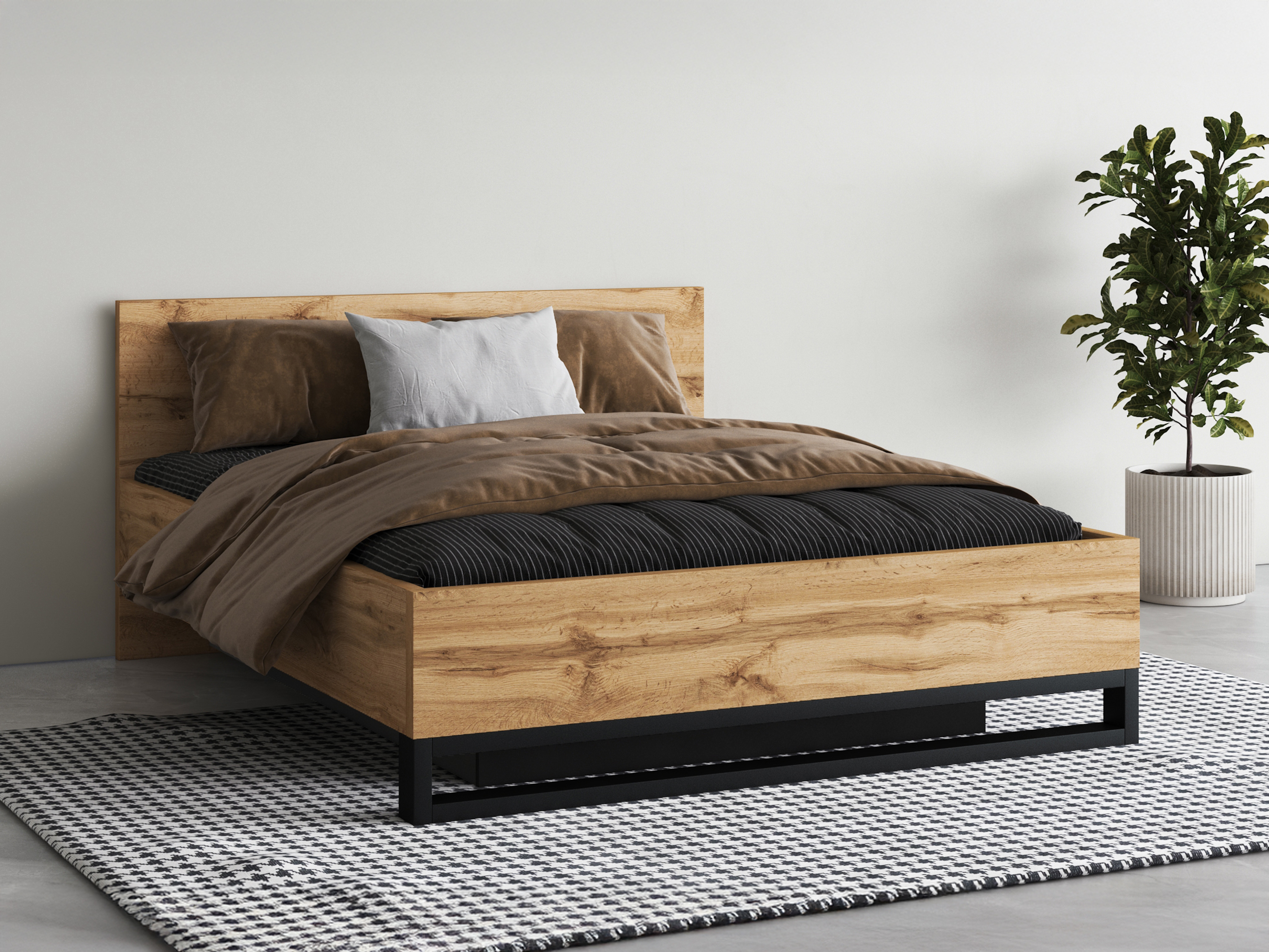 Bett Avicavu 118 (Wotan Eiche + Schwarz)