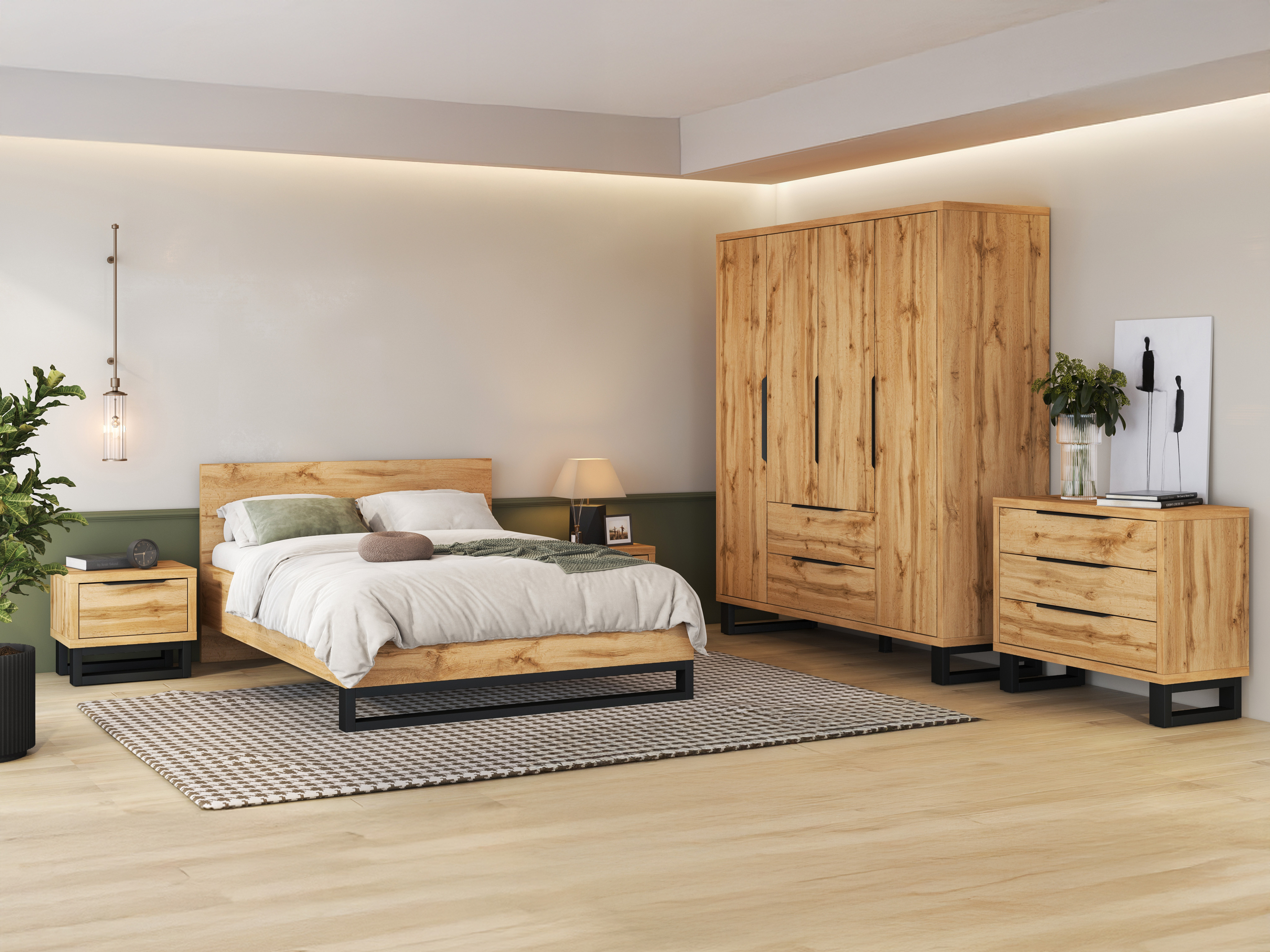 Bett Avicavu 118 (Wotan Eiche + Schwarz)