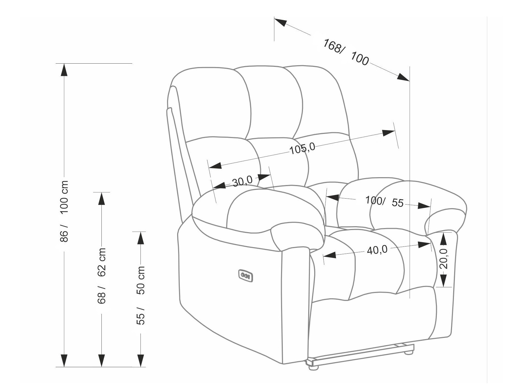 Sessel Liegesessel Houston 2080 (Grau)