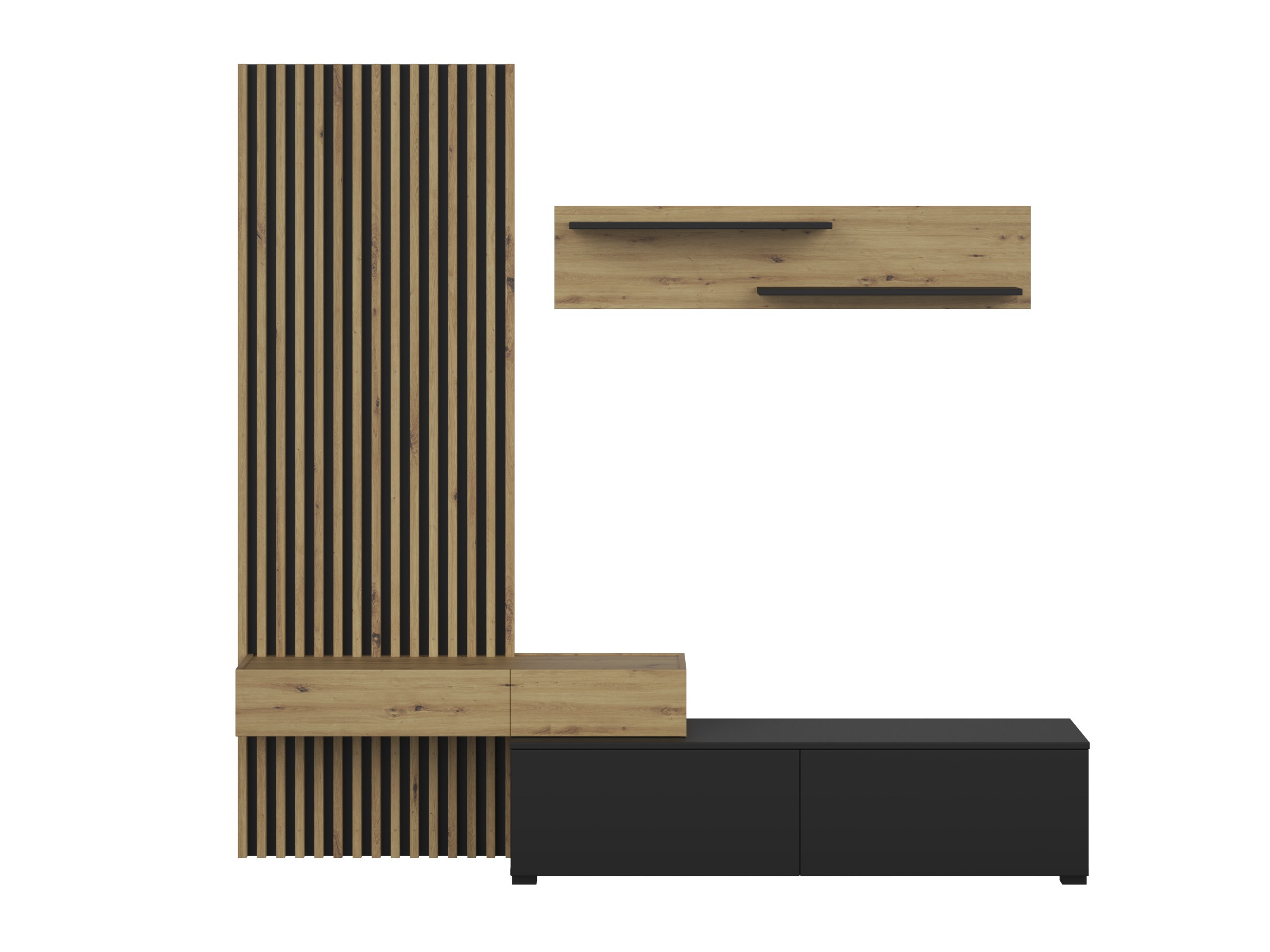 Wohnzimmer-Sets Houston 2086 (Schwarz + Artisan Eichenholzoptik)