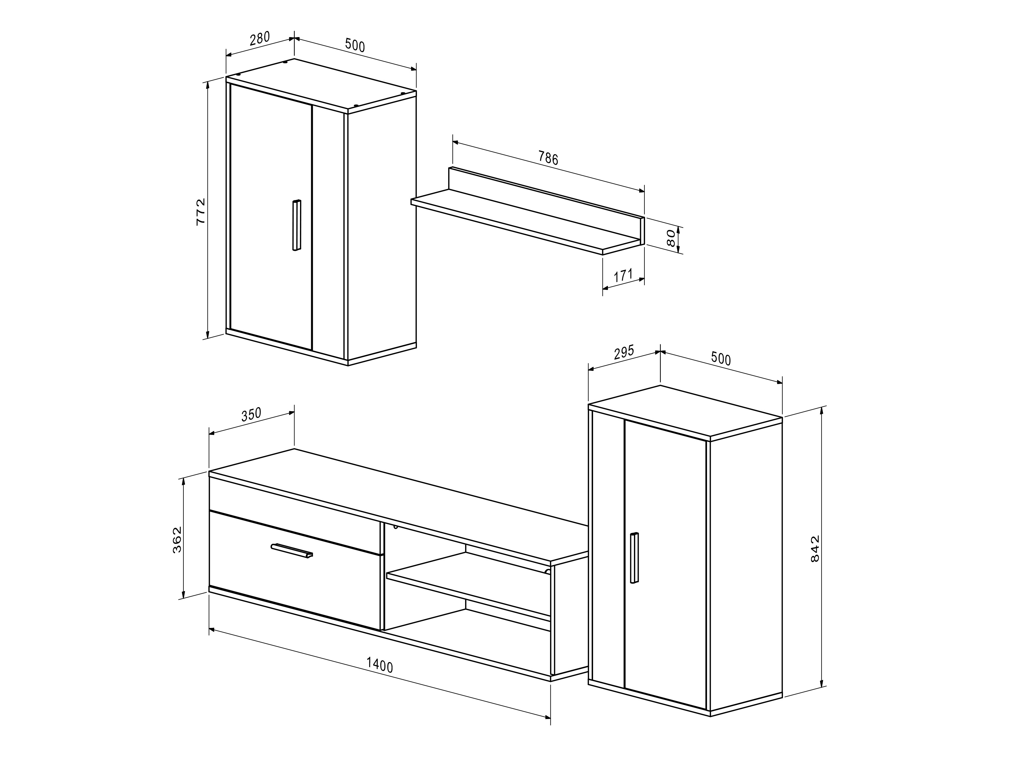 Wohnzimmer-Sets Houston 2087 (Schwarz + Artisan Eichenholzoptik)