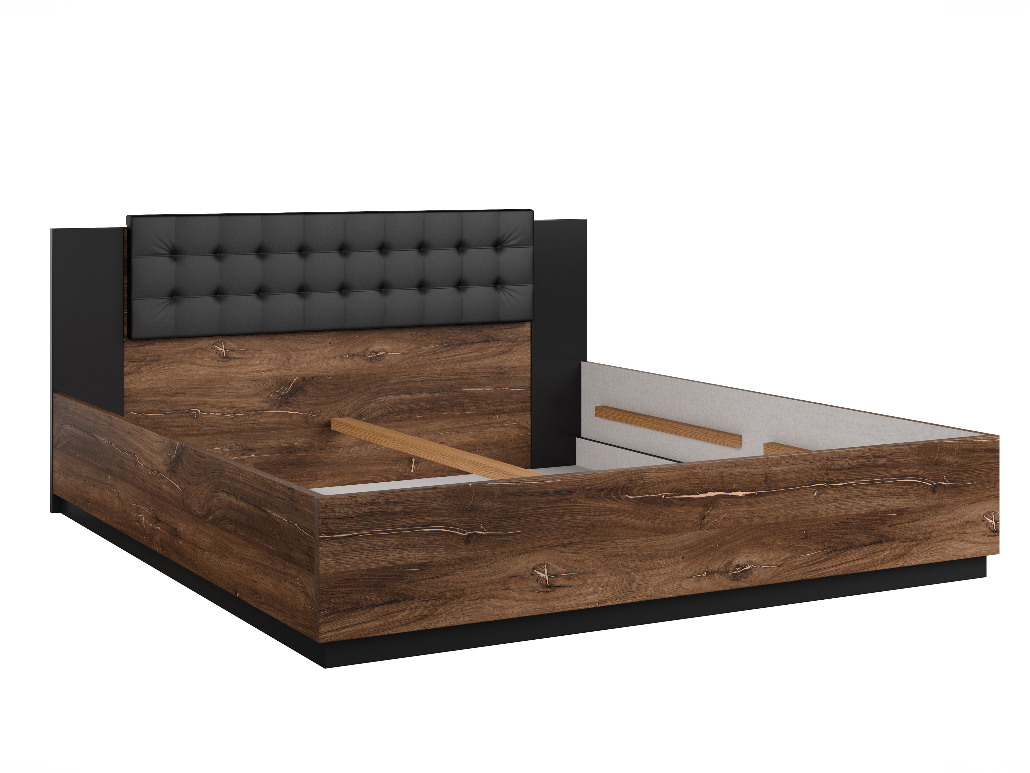 Bett Felelie 104 (Eichenholzoptik Flagstaf dunkel + Kupfer)