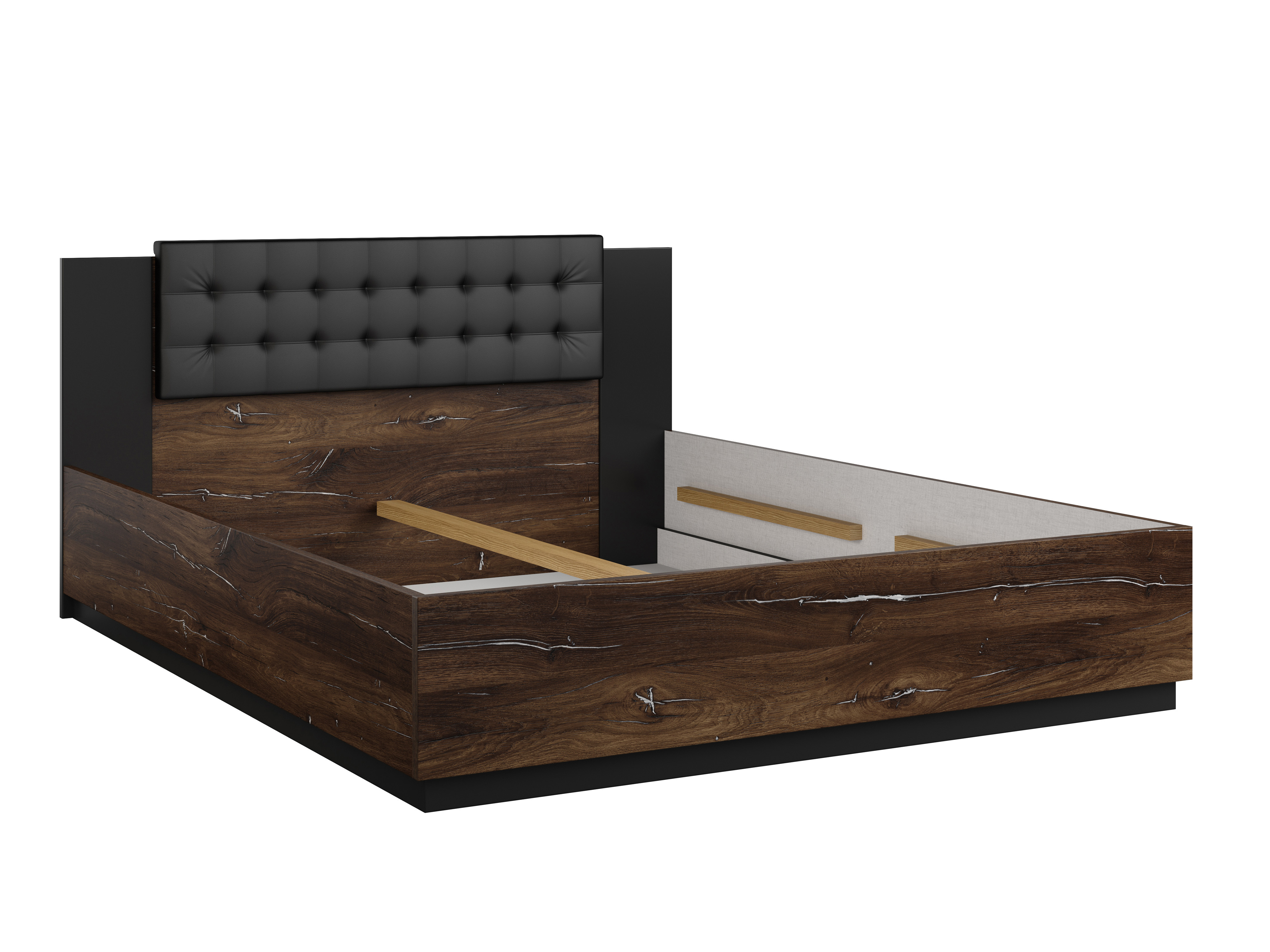 Bett Felelie 104 (Eichenholzoptik Flagstaf dunkel + Silber)