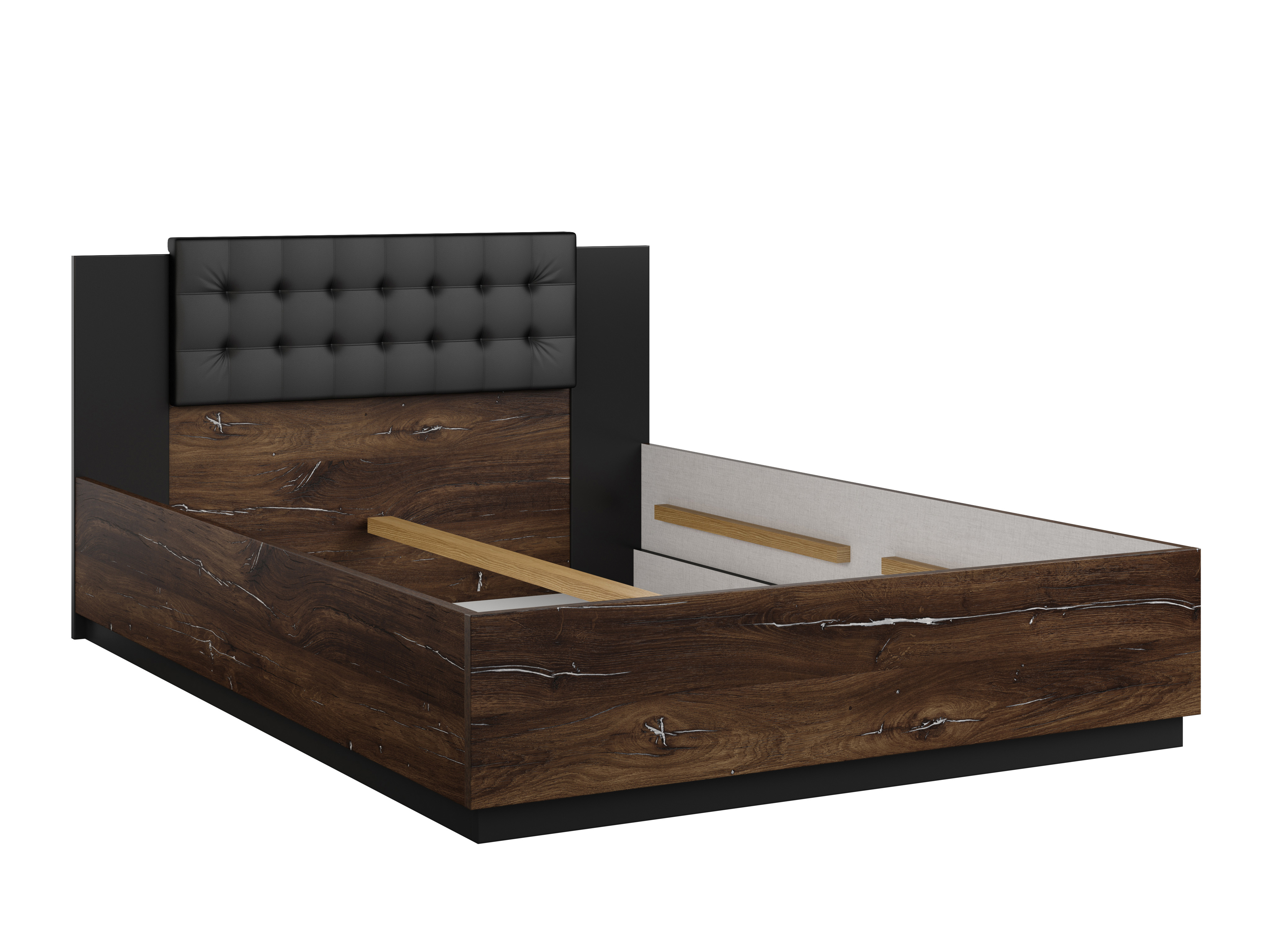 Bett Felelie 104 (Eichenholzoptik Flagstaf dunkel + Silber)