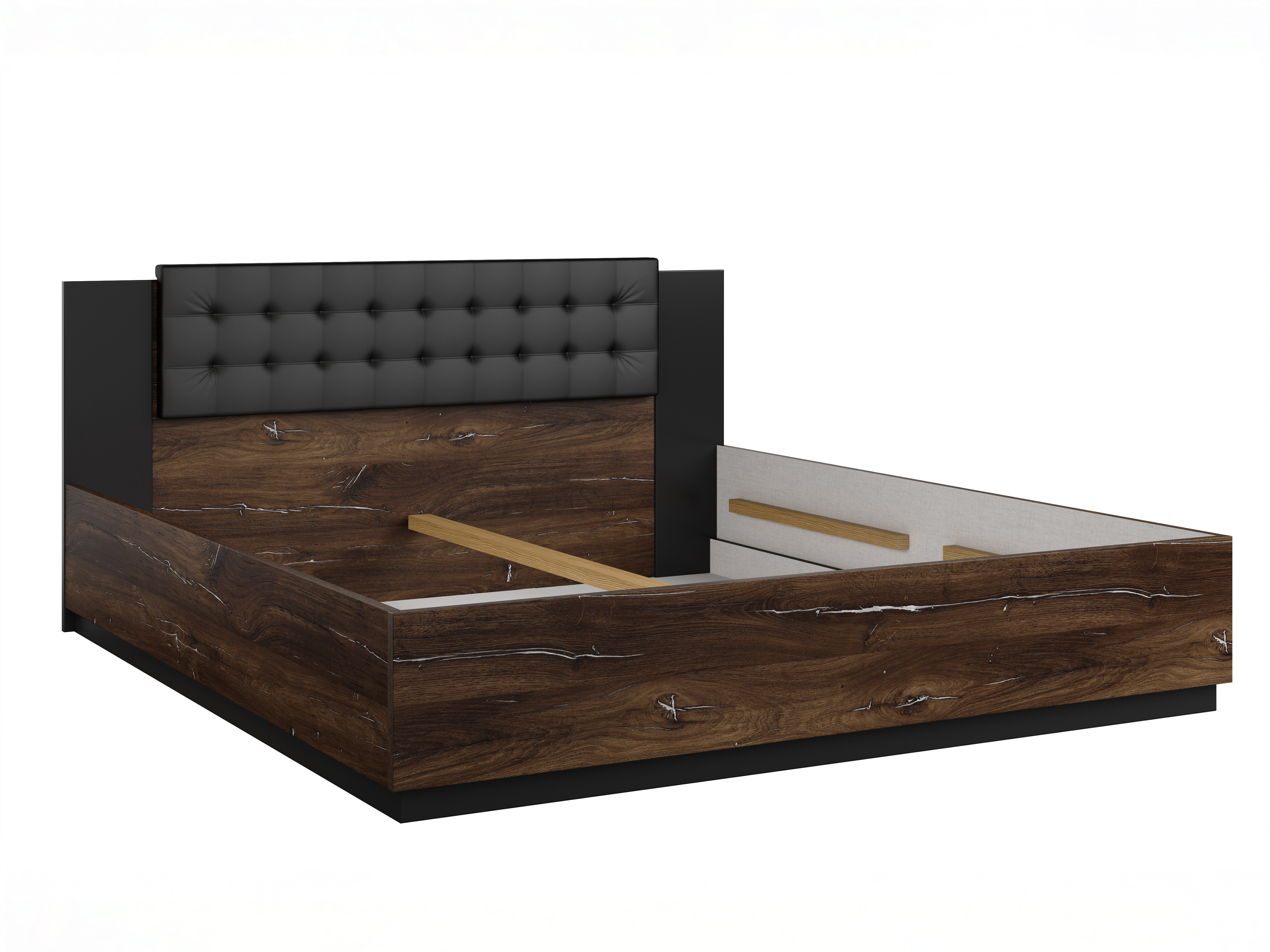 Bett Felelie 104 (Eichenholzoptik Flagstaf dunkel + Silber)