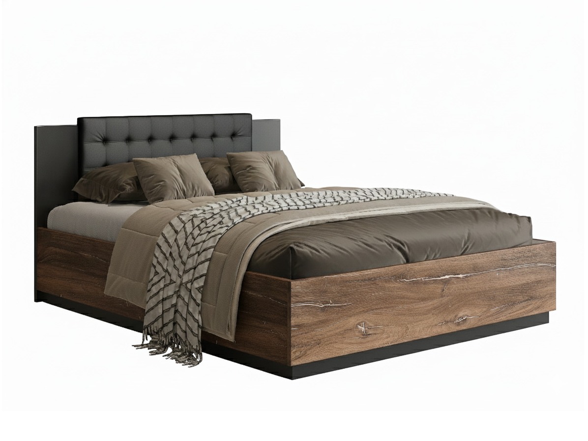 Bett Felelie 104 (Eichenholzoptik Flagstaf dunkel + Kupfer)