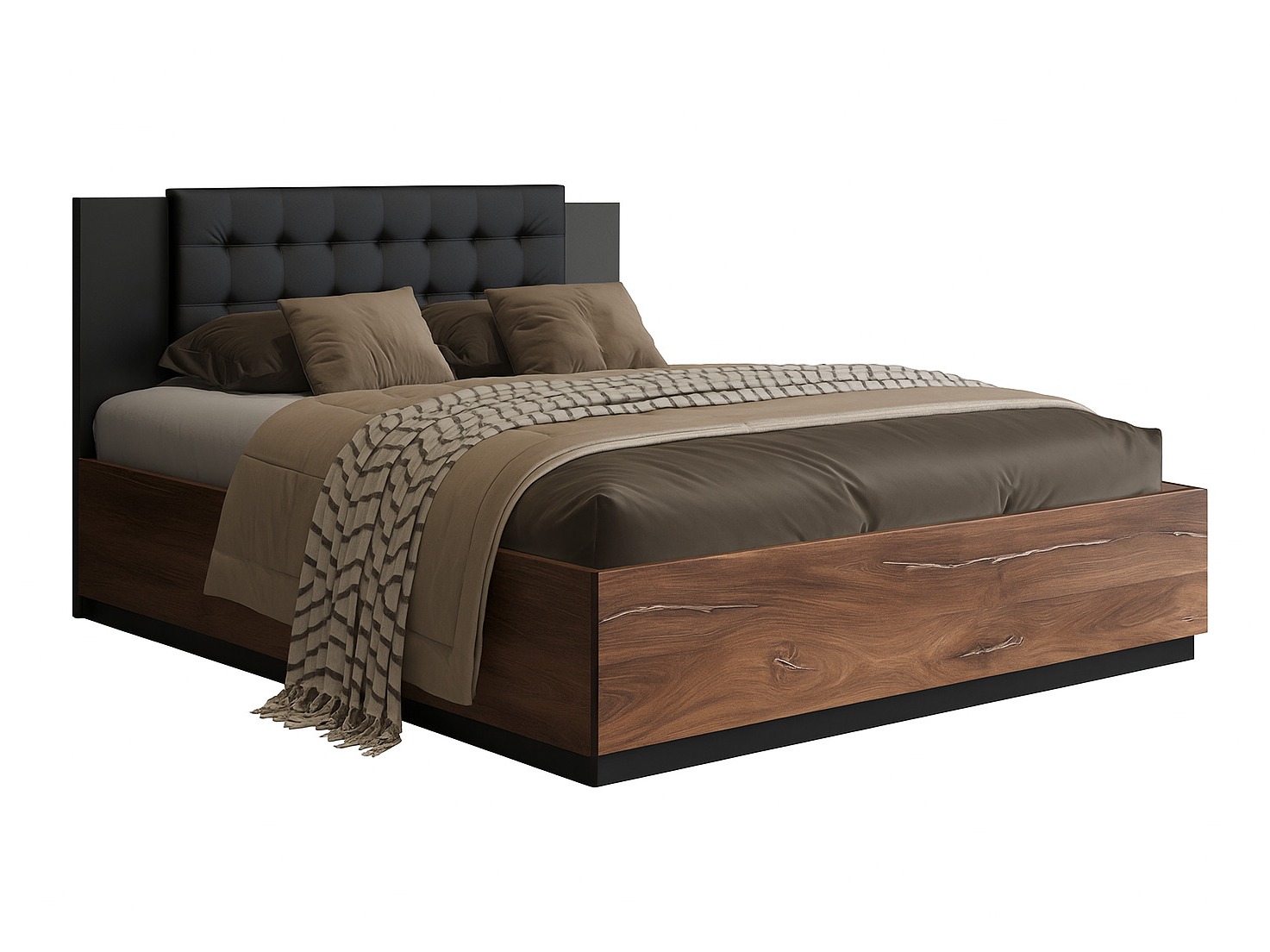 Bett Felelie 104 (Eichenholzoptik Flagstaf dunkel + Kupfer)
