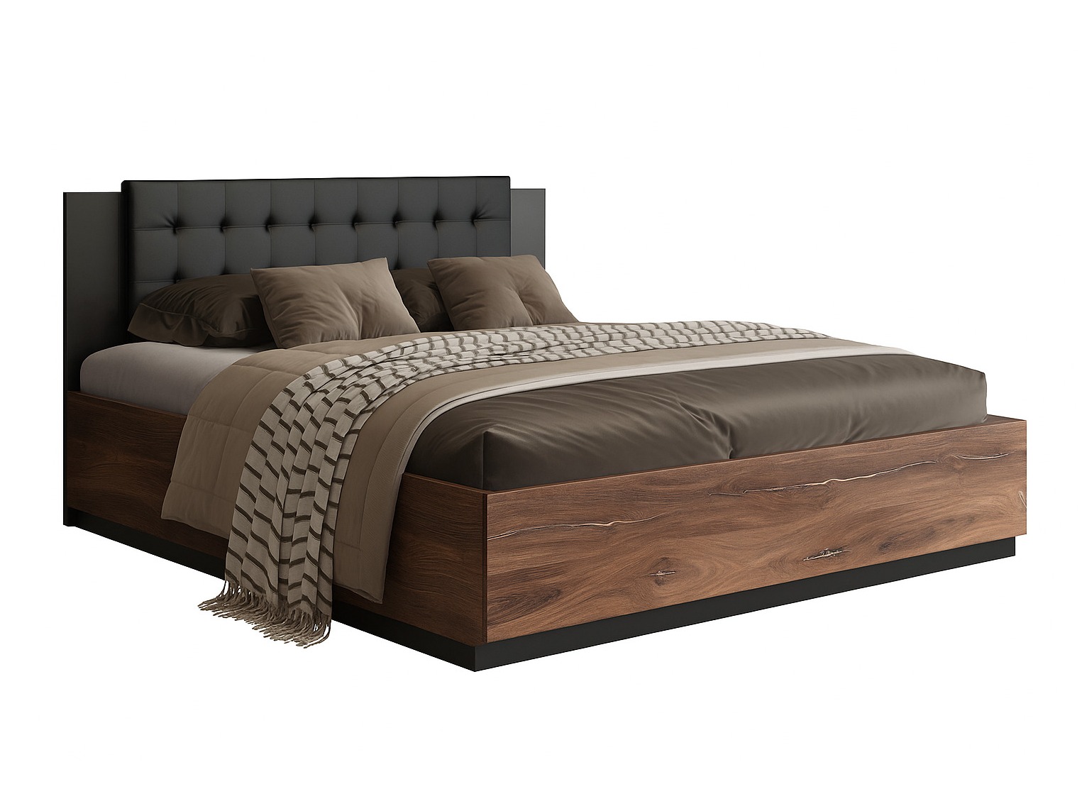Bett Felelie 104 (Eichenholzoptik Flagstaf dunkel + Kupfer)