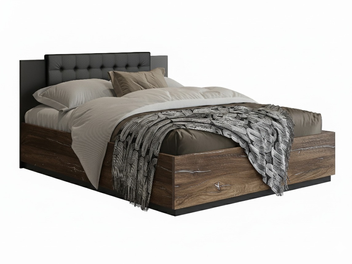 Bett Felelie 104 (Eichenholzoptik Flagstaf dunkel + Silber)