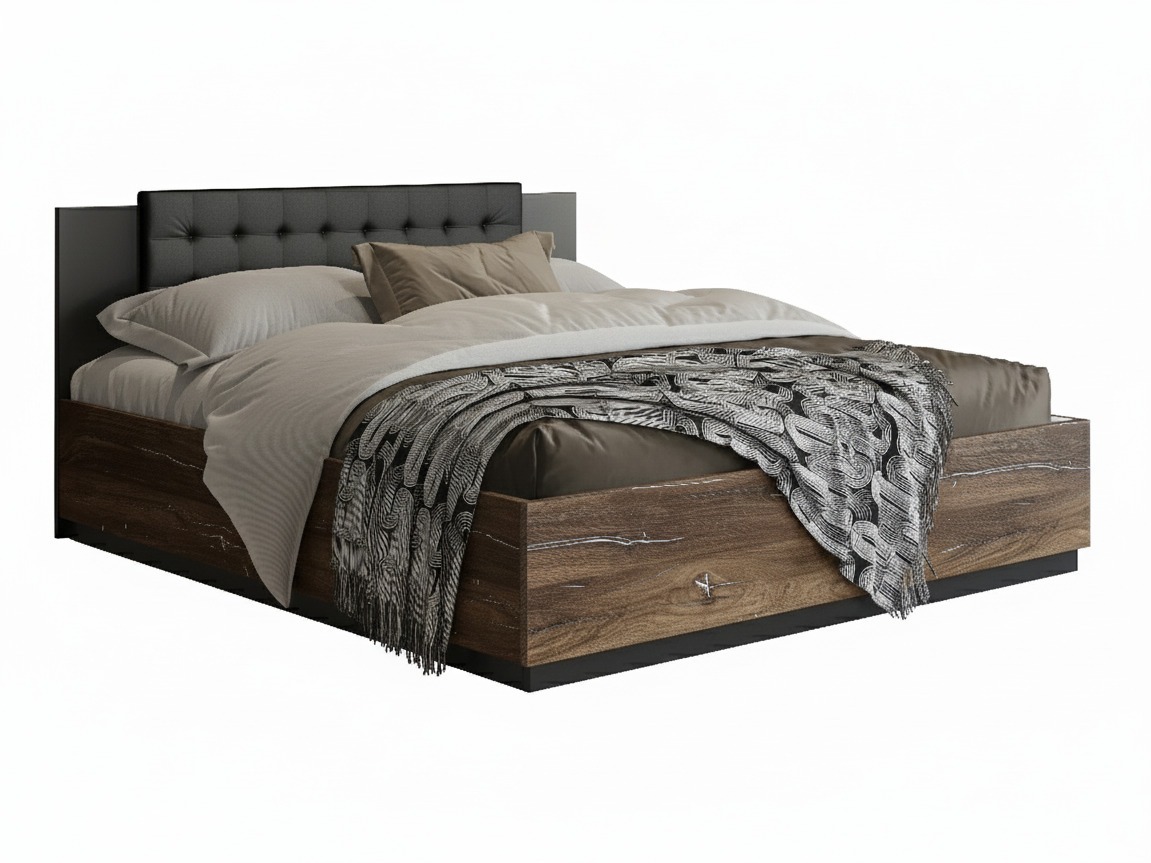 Bett Felelie 104 (Eichenholzoptik Flagstaf dunkel + Silber)