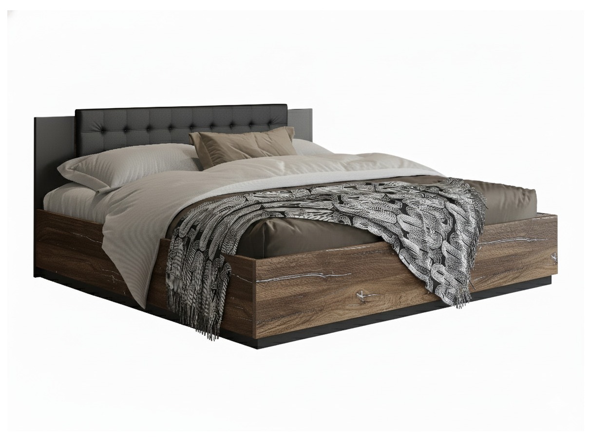 Bett Felelie 104 (Eichenholzoptik Flagstaf dunkel + Silber)