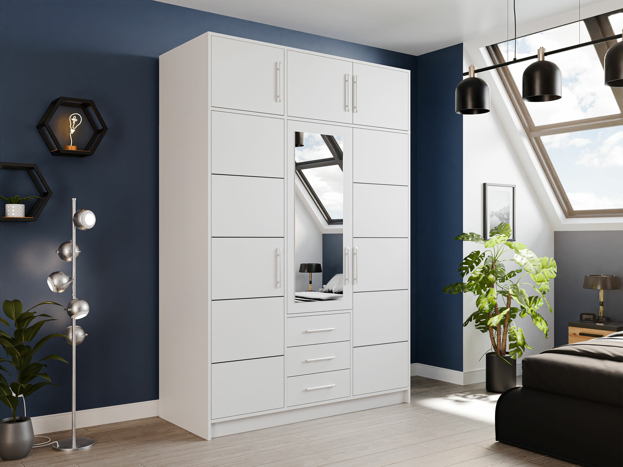 Kleiderschrank Dortivu 153 (Weiß)